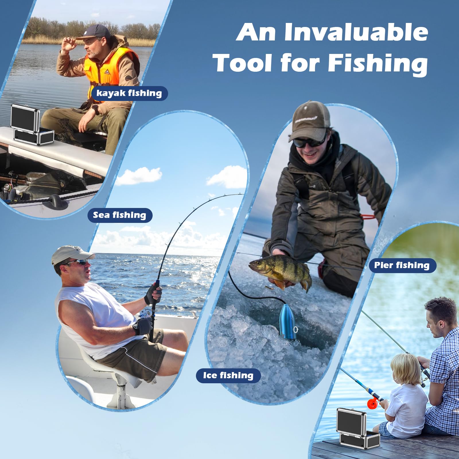 Underwater Fishing Camera - Onbeam 7 Inch HD Ice Fishing Camera with 12 IR Lights, 1000TVL Portable Fish Finder for Deep Sea, Lake & Boat Fishing | Perfect for Ice Fishing & Night Fishing Adventures