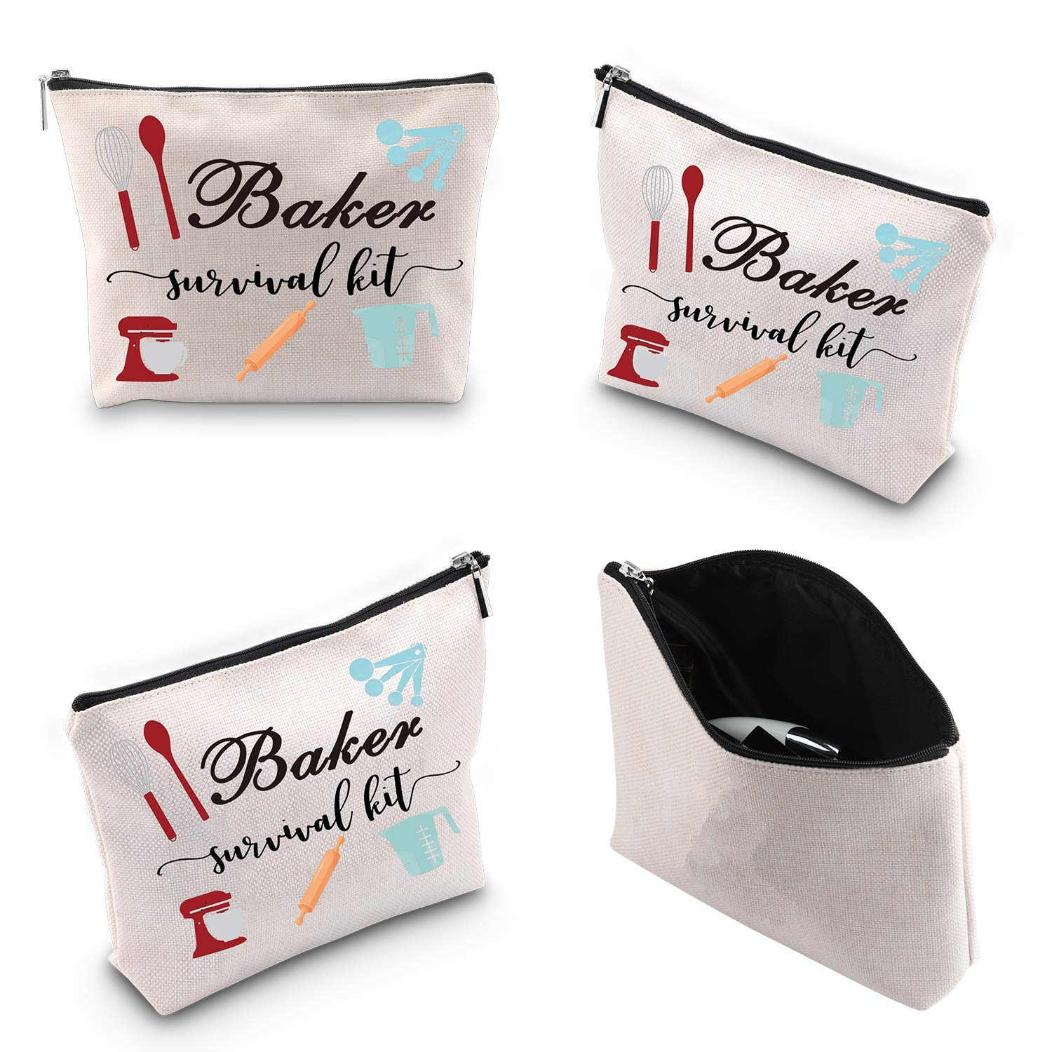 WCGXKO Baker Survival Kit - Portable Travel Toiletry & Makeup Bag for Baking Lovers (Marble Design) - Perfect for Baking Classes, Travel, and Gift Giving