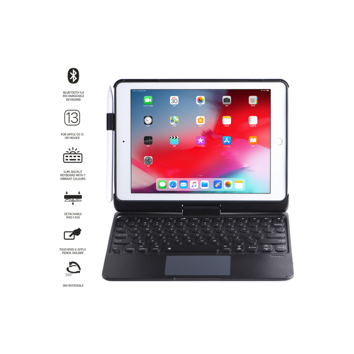 3sixT Apple Keyboard Case for iPad 10.2-inch (7th/8th/9th Generation) - Ultra-Slim Bluetooth Keyboard with Protective Cover | Perfect for Work, Study & Travel