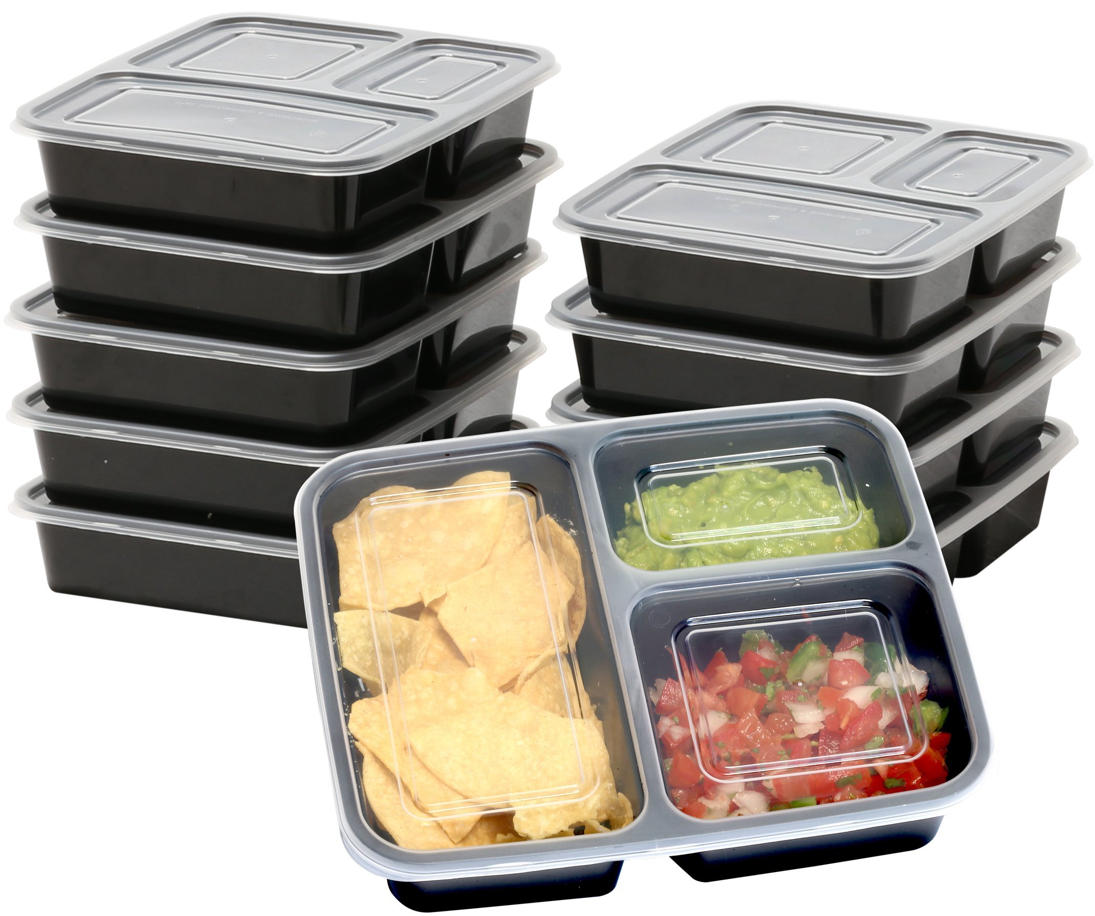 10-Pack SimpleHouseware 3-Compartment BPA-Free Meal Prep Containers - 36oz Food Storage Boxes for Lunch, Leftovers & Portion Control - Perfect for Meal Prepping, Office Lunch & Healthy Eating