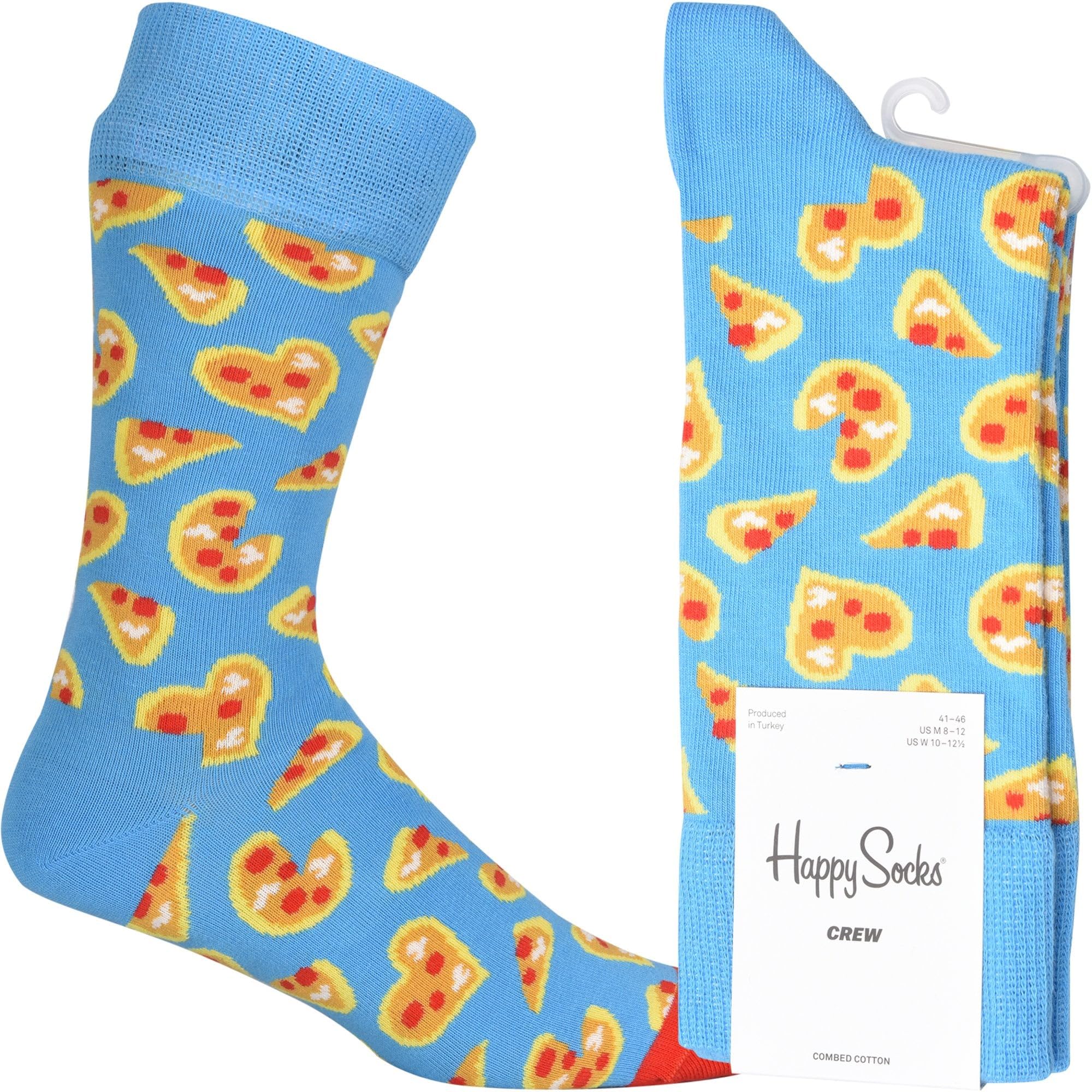 Happy Socks Pizza Print Funky Socks for Women & Men - Soft Cotton Comfortable Novelty Socks - Perfect Gift for Pizza Lovers, Funny Socks for Casual Wear, Parties & Gifts