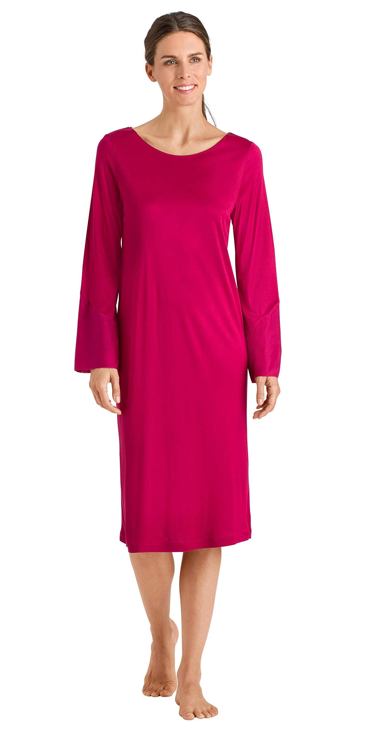 HANRO Women's Alika Long Sleeve Gown - Soft Cotton Nightgown for Sleep & Lounge - Elegant Comfort for Bedtime & Relaxation at Home