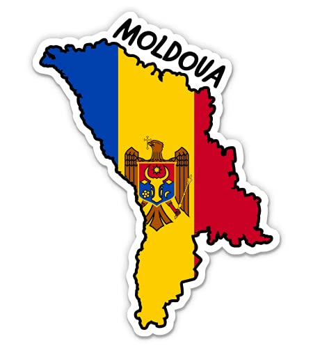 Squiddy Moldova Map with Flag Vinyl Sticker Decal - 3 Inch Waterproof Decal for Phone, Laptop, Water Bottle, Notebook, Car - Perfect for Travel Lovers & Country Pride Display