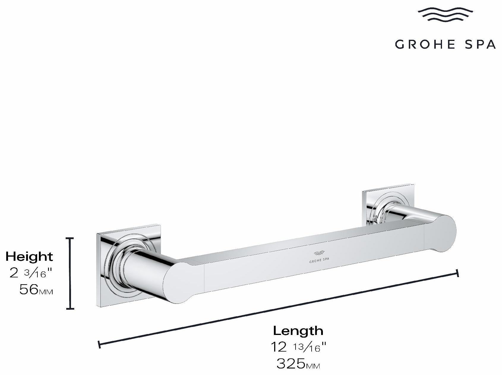 Grohe Allure 12-Inch Grab Bar in Brushed Nickel (40955EN1) - ADA Compliant Bathroom Safety Handle for Shower & Bathtub
