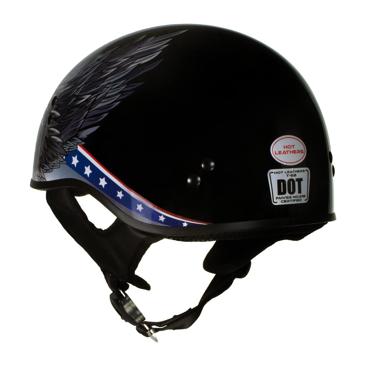 Hot Leathers HLT68 Eagle Black DOT Approved Motorcycle Half Helmet - Advanced Safety Skull Cap for Bikers (X-Large) | Perfect for Cruiser, Harley & Street Riding