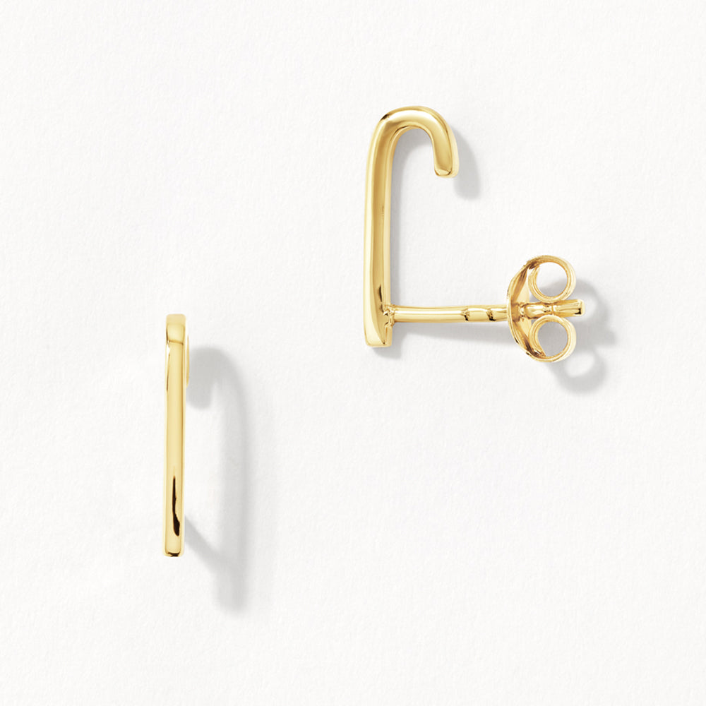Gold Plain Suspender Half Stud Earrings - Elegant Minimalist Jewelry for Women, Perfect for Daily Wear, Office & Special Occasions