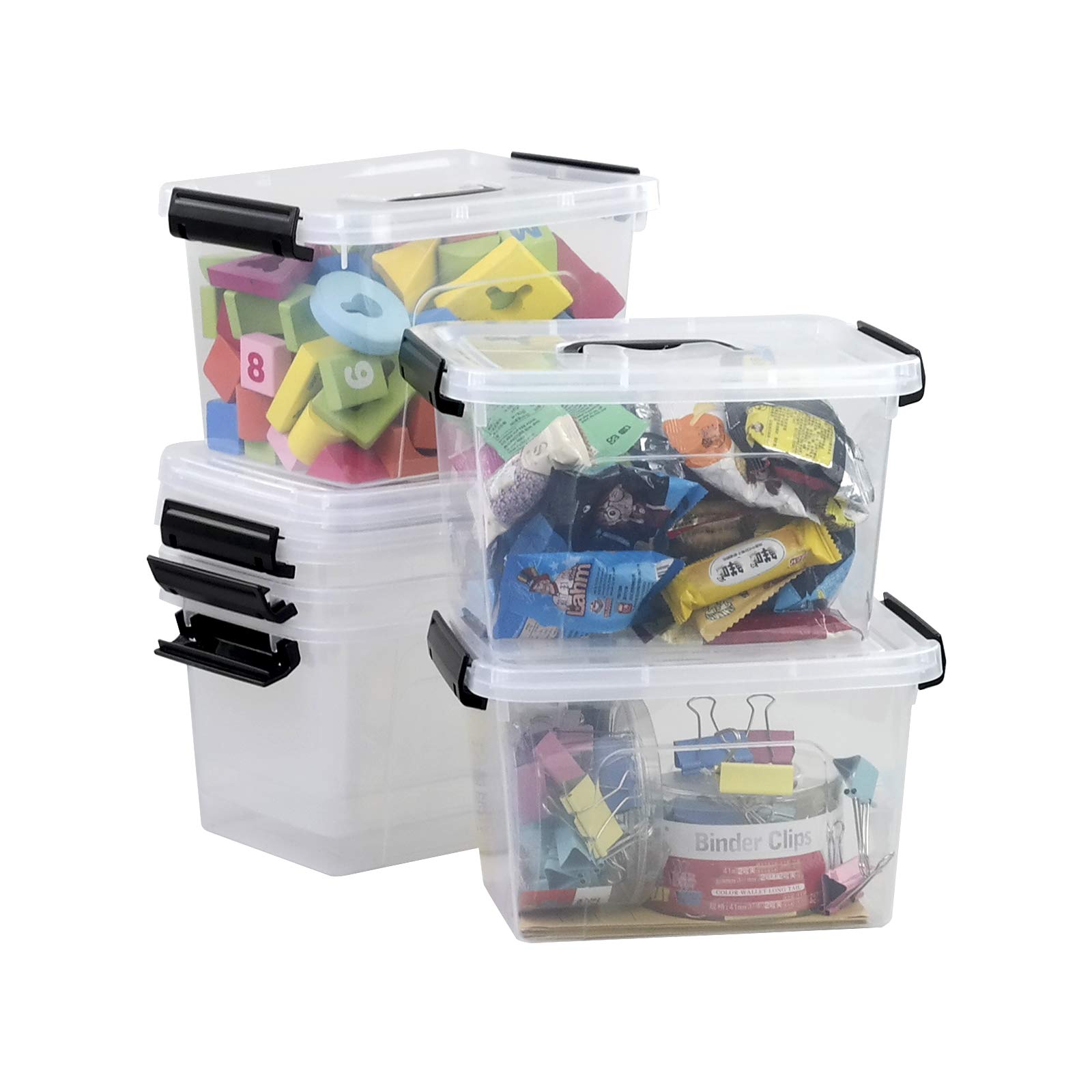 8 Quart Clear Plastic Storage Containers with Latching Lids & Handles - 6-Pack Set for Kitchen Pantry Organization, Craft Supplies & Home Storage Solutions