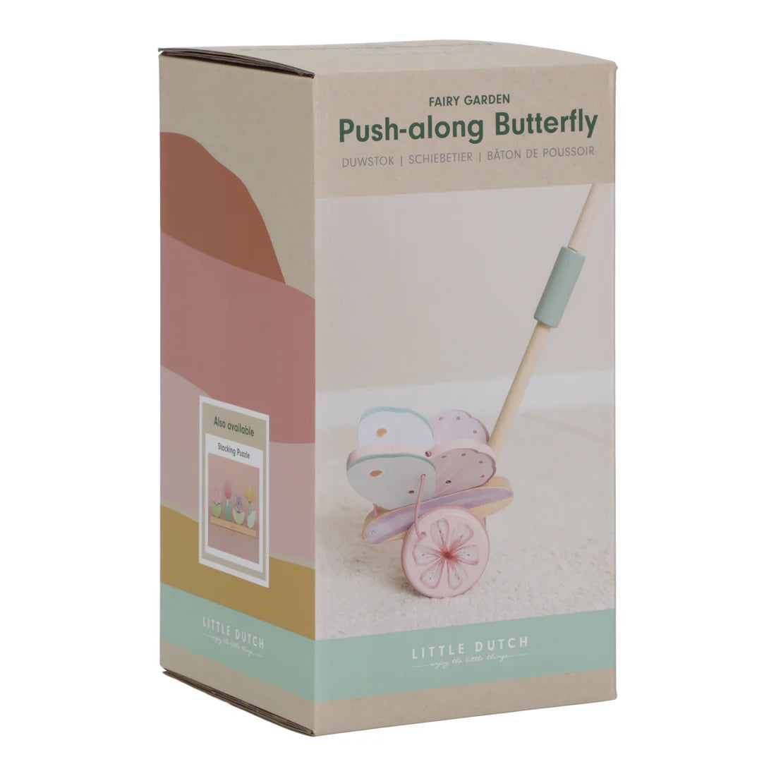 Fairy Garden Wooden Push Along Butterfly Toy - Handmade Wooden Pull Toy for Toddlers & Kids - Perfect for Imaginative Play & Outdoor Garden Adventures