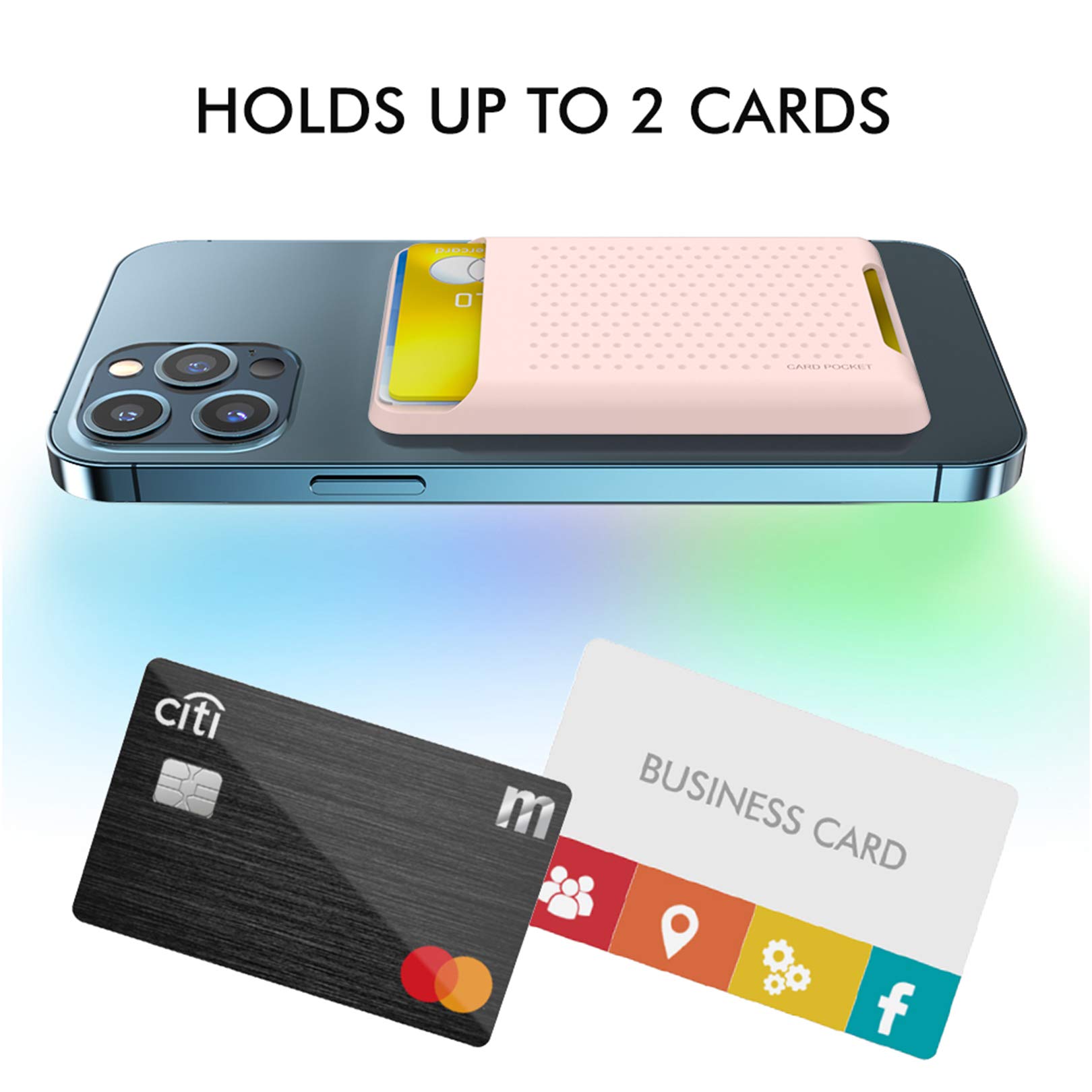 RFID Blocking Adhesive Card Holder for Back of Phone Case - Reusable Stick-On Wallet for All Smartphones (Pink) - Perfect for Contactless Payments, ID Cards & Transit Passes