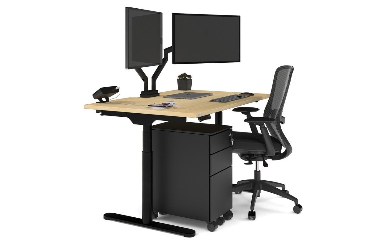 Flexi Premium Height Adjustable Single Workstation Desk - 1400L x 800W with Cable Management - Ergonomic Standing Desk for Home Office & Workspace