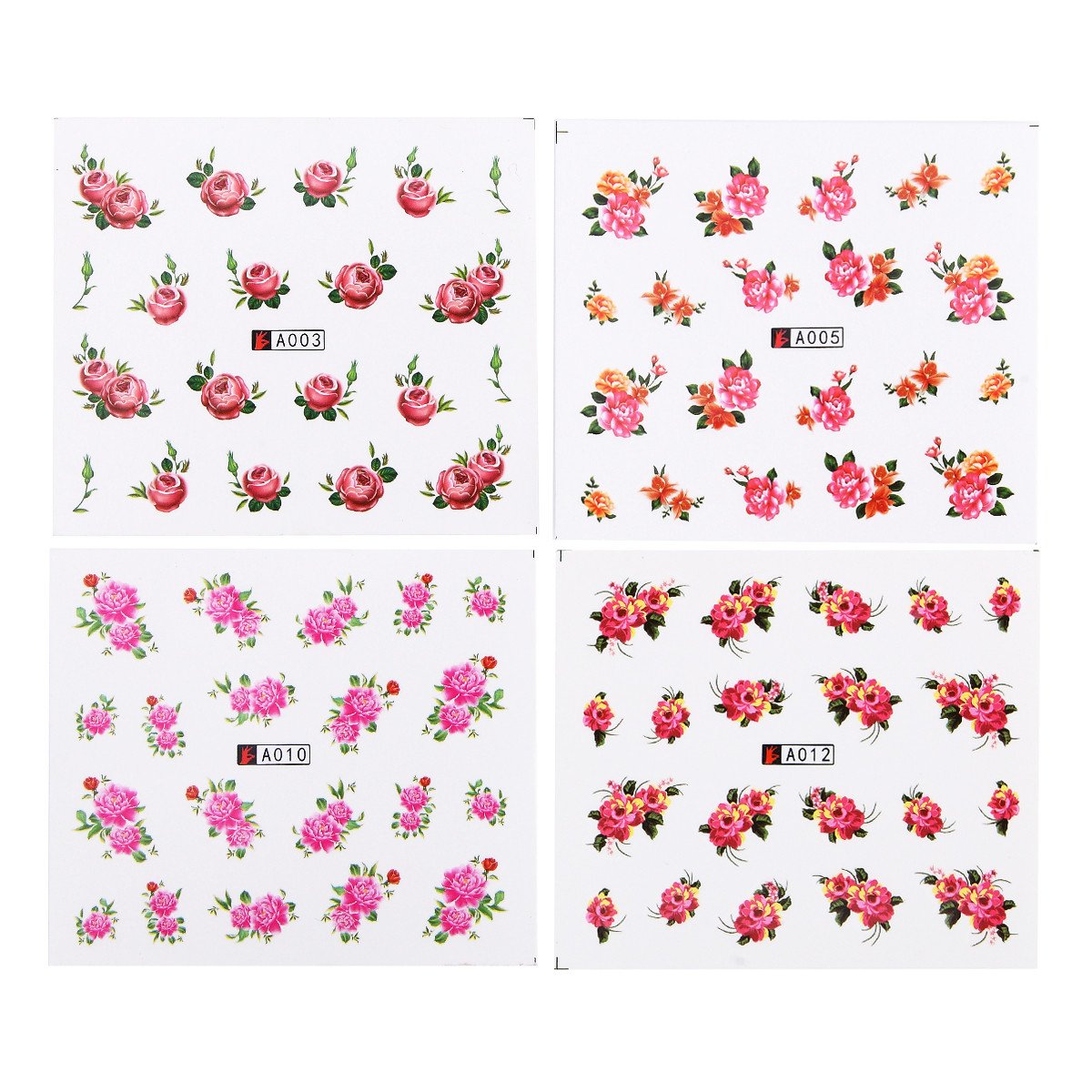 50PCS/Lot Colorful Flower Nail Art Water Decal Stickers - Mixed Designs for Kids Christmas Nail Wraps & DIY Manicure - Perfect for Nail Salon, Home Party & Gift Giving