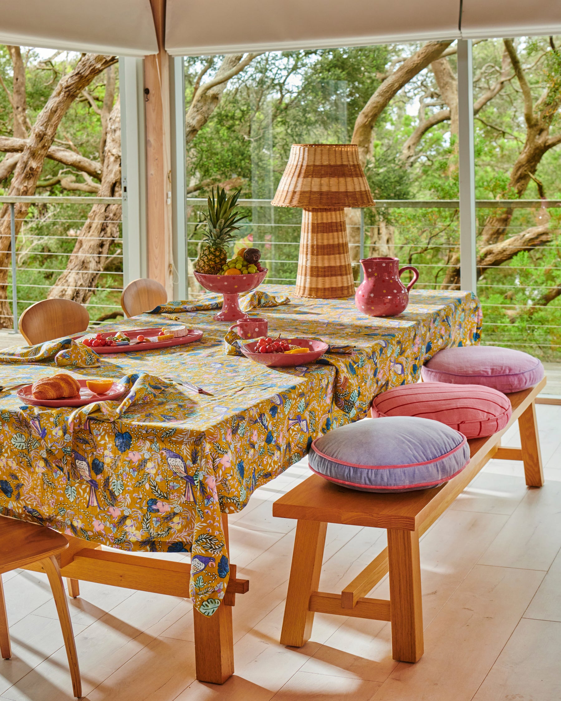 Premium Birds of Paradise Linen Tablecloth - Elegant Floral Design for Dining, Parties & Home Decor - 100% Natural Linen Fabric - Washable & Wrinkle-Resistant - Perfect for Weddings, Holidays & Special Occasions