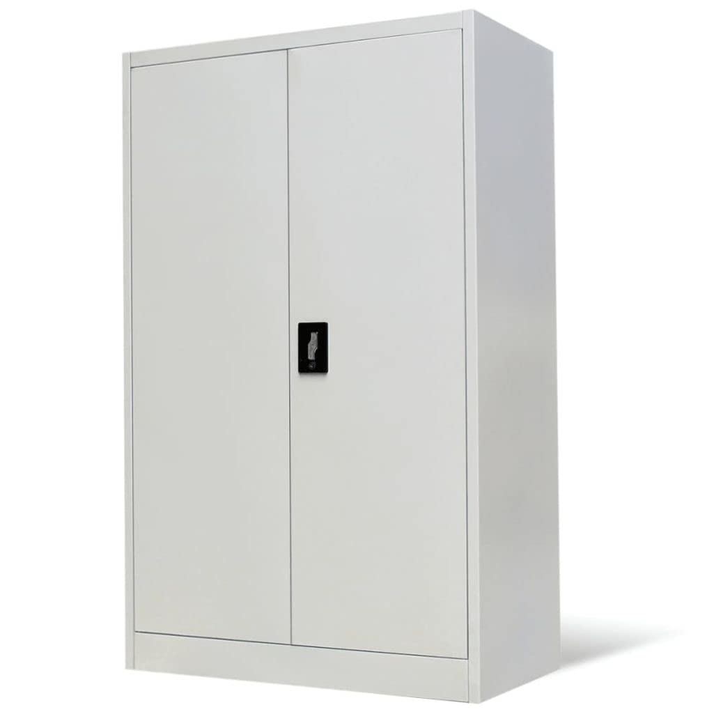 3-Tier Adjustable Steel Storage Cabinet with 2 Lockable Doors - 35.4