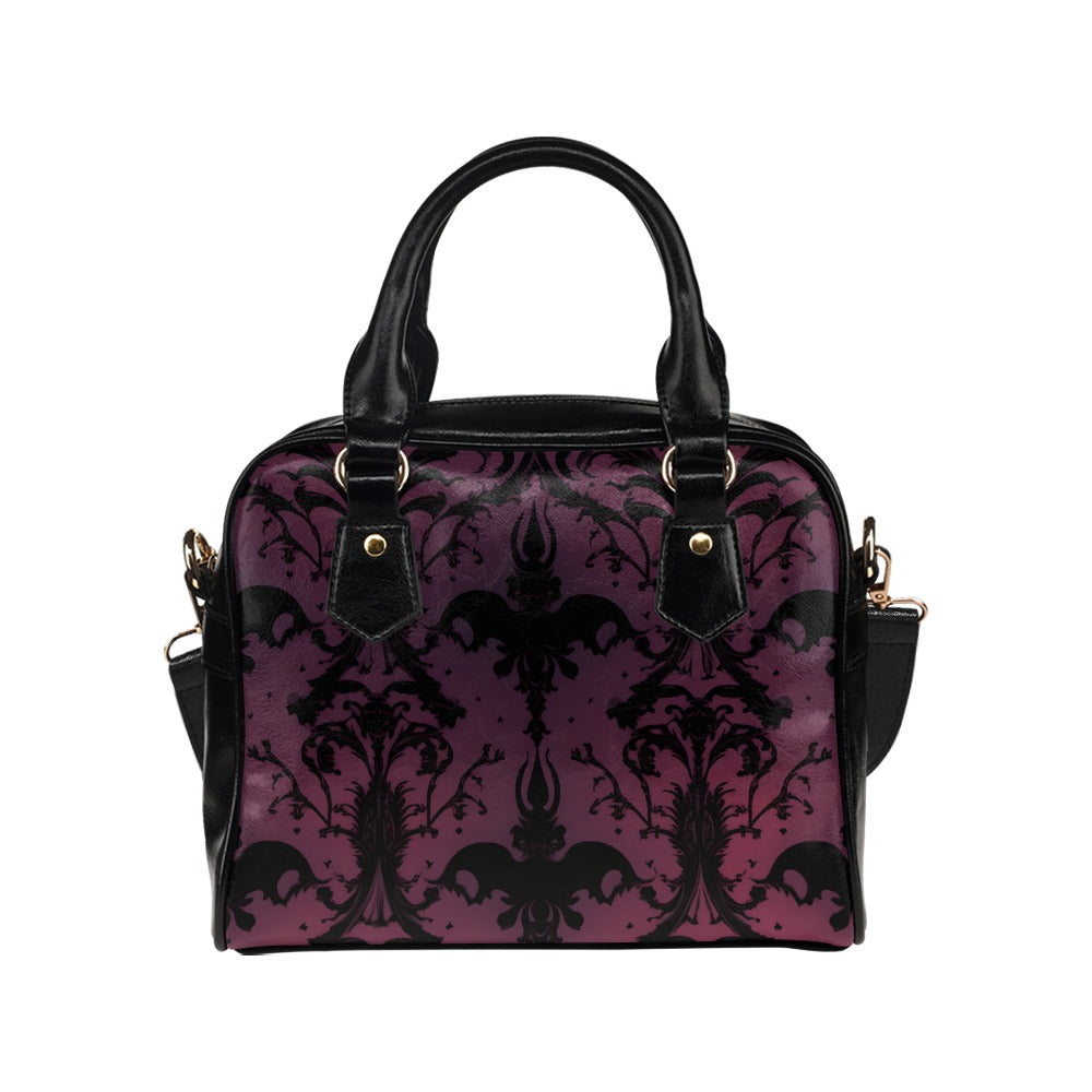 Gothic Purple & Black Patterned Shoulder Handbag - Alternative Fashion Statement Purse for Women | Perfect for Dark Aesthetic Outfits, Concerts & Halloween | Grim Haven Collection