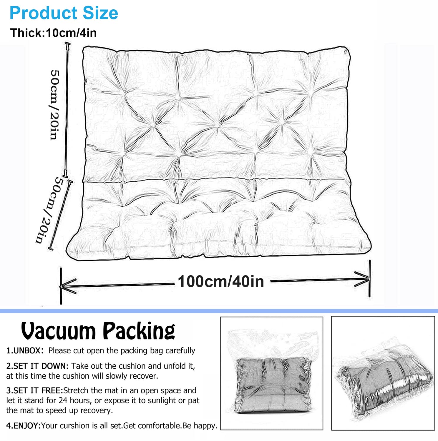 Premium 2/3 Seat Outdoor Swing Cushions - Waterproof Garden Bench Cushions with Backrest & Non-Slip Ties - 40x40 Inch Overstuffed Patio Swing Cushions (Wine Red) - Perfect for Porch, Deck, Backyard & Outdoor Relaxation