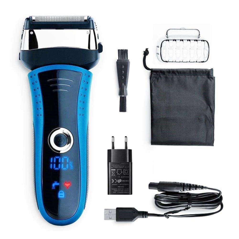 Professional Electric Razor for Men - Rechargeable Wet/Dry Foil Shaver with LCD Display | Powerful Beard Trimmer & Grooming Kit | Perfect for Travel, Home & Office Use