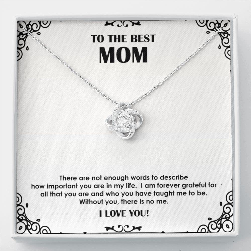 Best Mom Necklace - Elegant Love Knot Pendant for Mother's Day, Birthday & Valentine's Gift from Son or Daughter | I Love You Mom Jewelry for Women | Perfect for Everyday Wear & Special Occasions