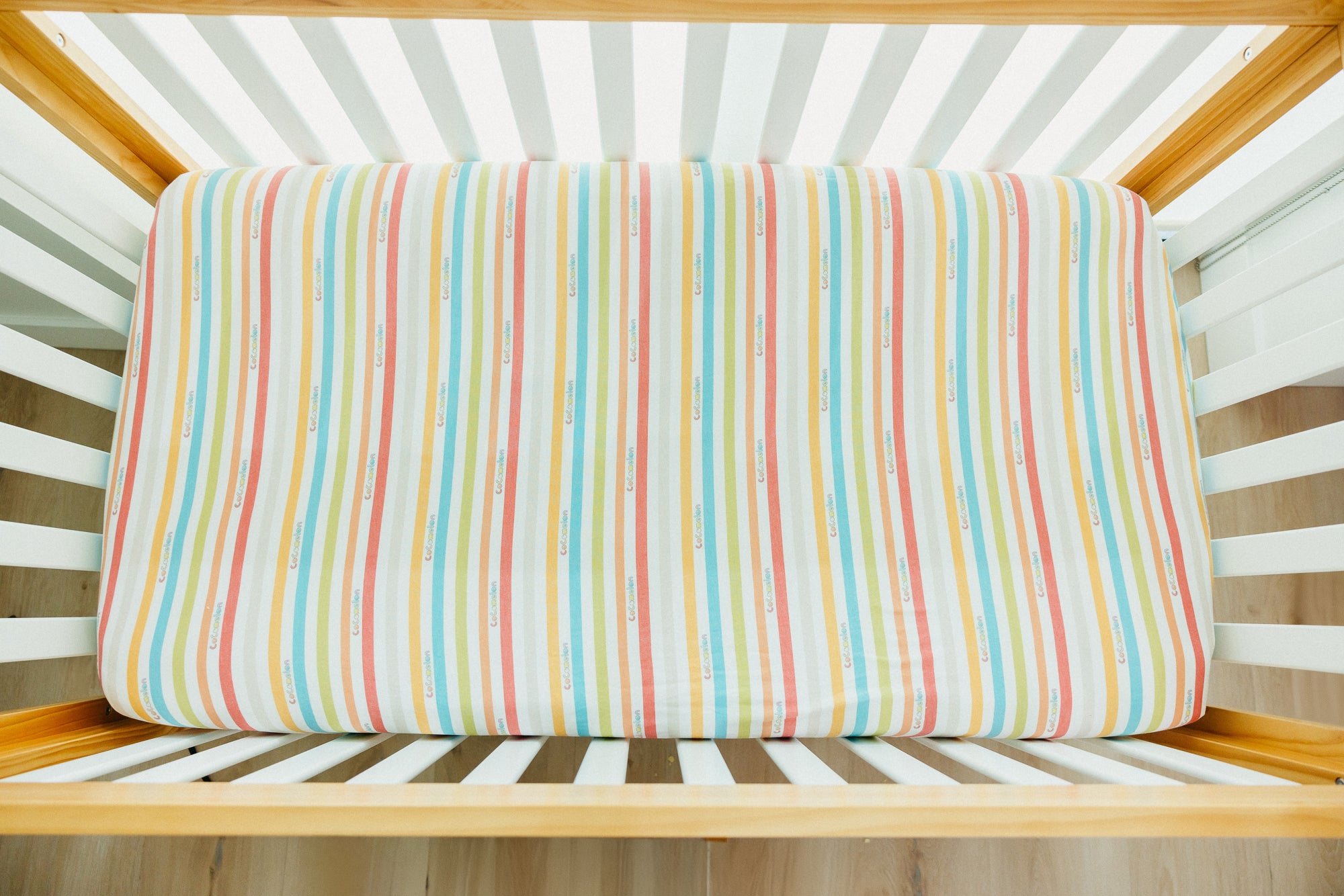 Premium Knit Fitted Crib Sheet - CoComelon Striped Design | Soft Baby Crib Mattress Cover | Nursery Bedding Essentials for Newborns & Toddlers | Perfect for Daycare, Home Nursery & Travel