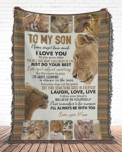 Personalized Fleece Sherpa Woven Blanket for Son - Custom Graduation, Christmas & Birthday Gift for Mom, Daughter & Family - Cozy Throw Blanket for Bed, Couch & Winter Nights