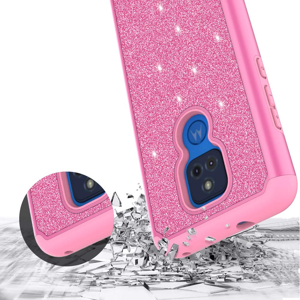 **Moto G Play 2021 Case with Tempered Glass Screen Protector - Shockproof Hybrid TPU Bumper Cover, Slim Protective Phone Case (Pink) - Perfect for Everyday Use, Travel & Outdoor Activities**