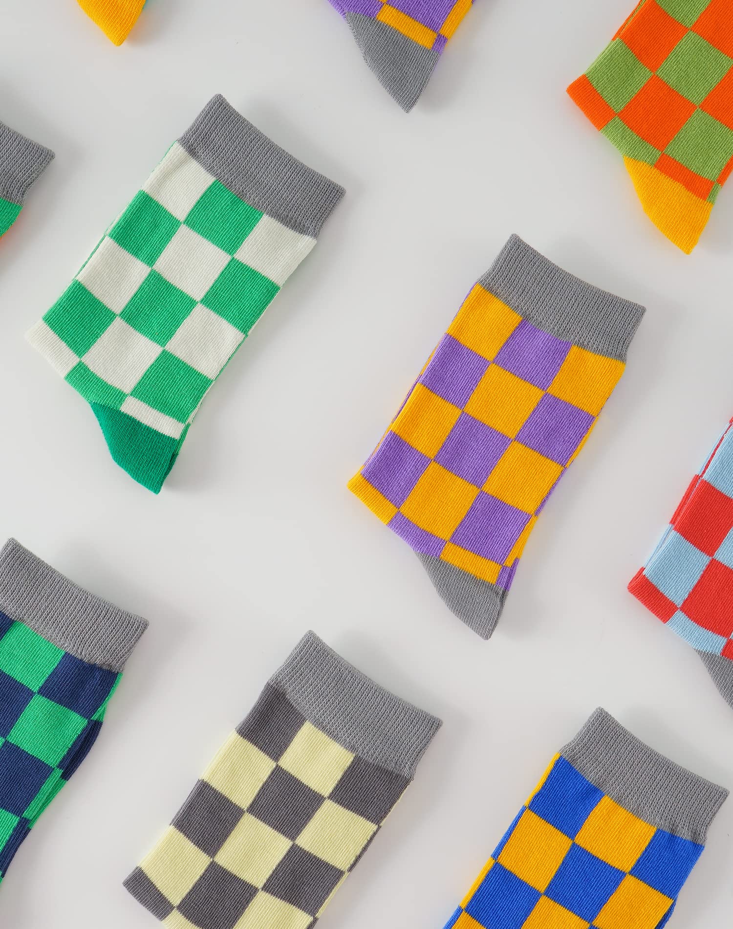 INNERSY Kids Boys Girls Cotton Socks - 5 Pairs Colorful Checkered Crew Socks for Teens | Soft Comfortable School & Casual Wear Socks for Boys and Girls