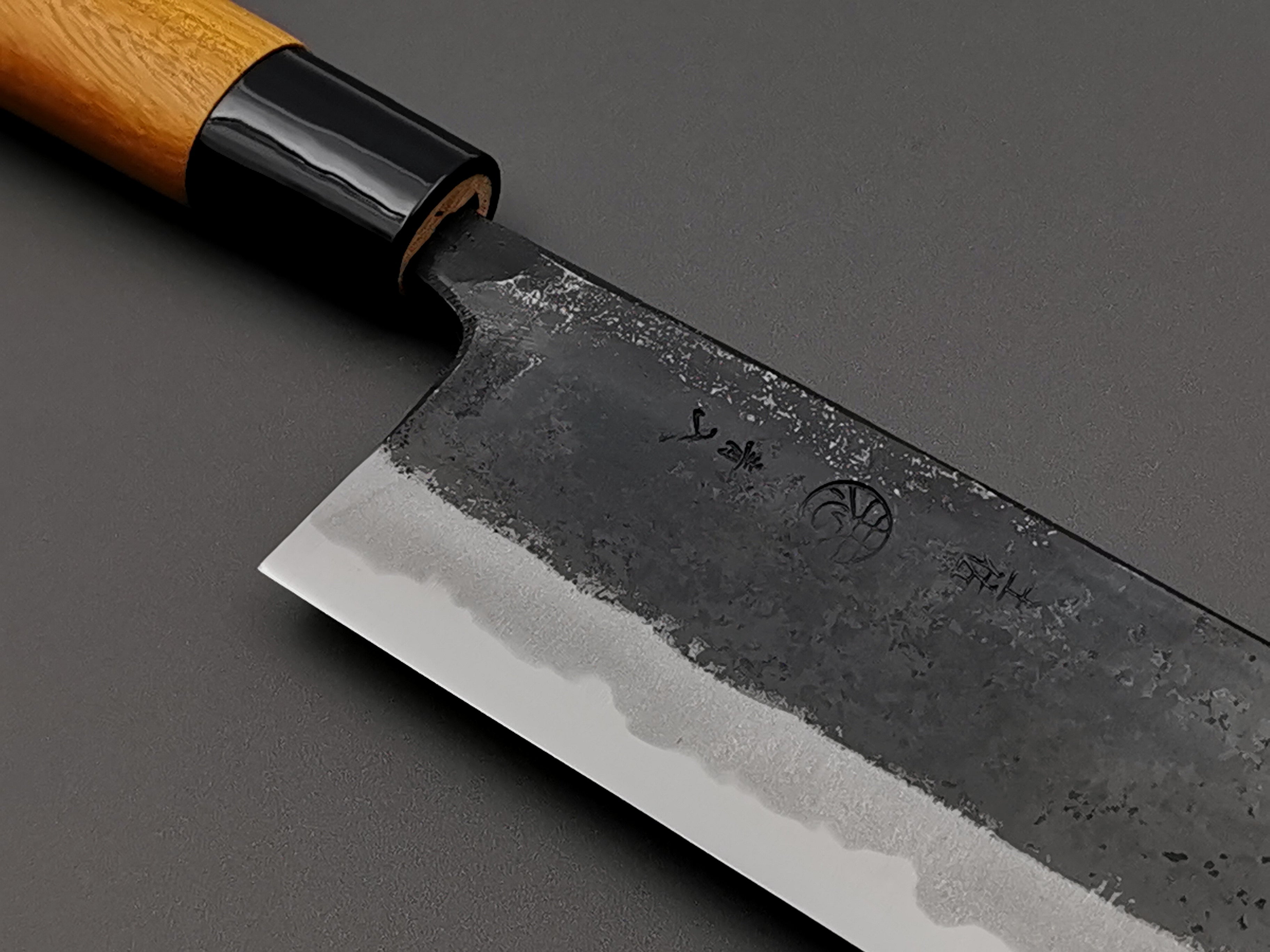 Premium Japanese Aogami Kurouchi Nakiri Knife by Kyohei Shindo - High Carbon Steel Kitchen Knife for Professional Chefs & Home Cooking - Perfect for Slicing Vegetables, Herbs & Sushi Prep