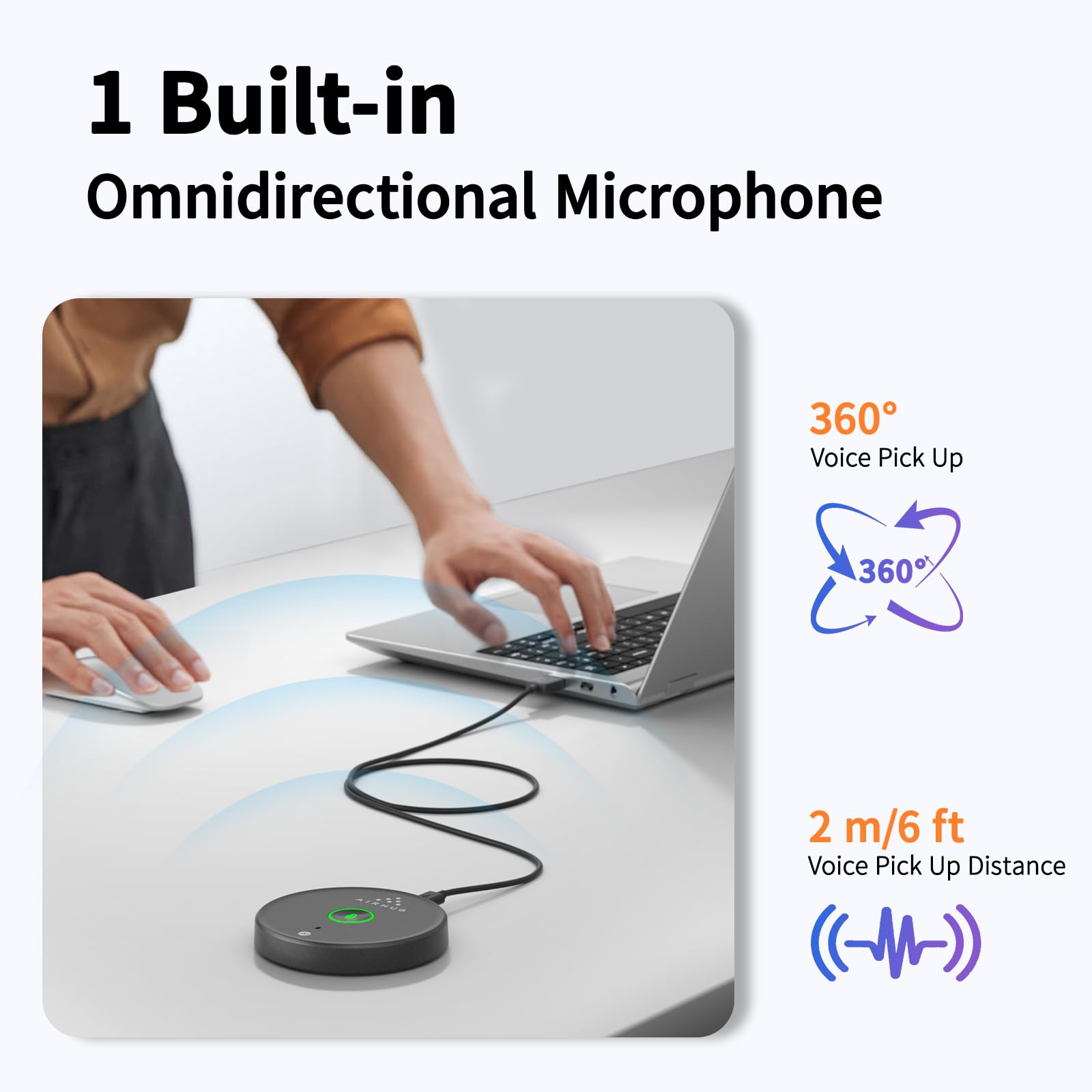 AI Noise Cancelling USB Microphone with Mute Button & LED Indicator - Omnidirectional Condenser Mic for PC/Laptop - Perfect for Online Meetings, Zoom Calls, Podcasting & Video Recording