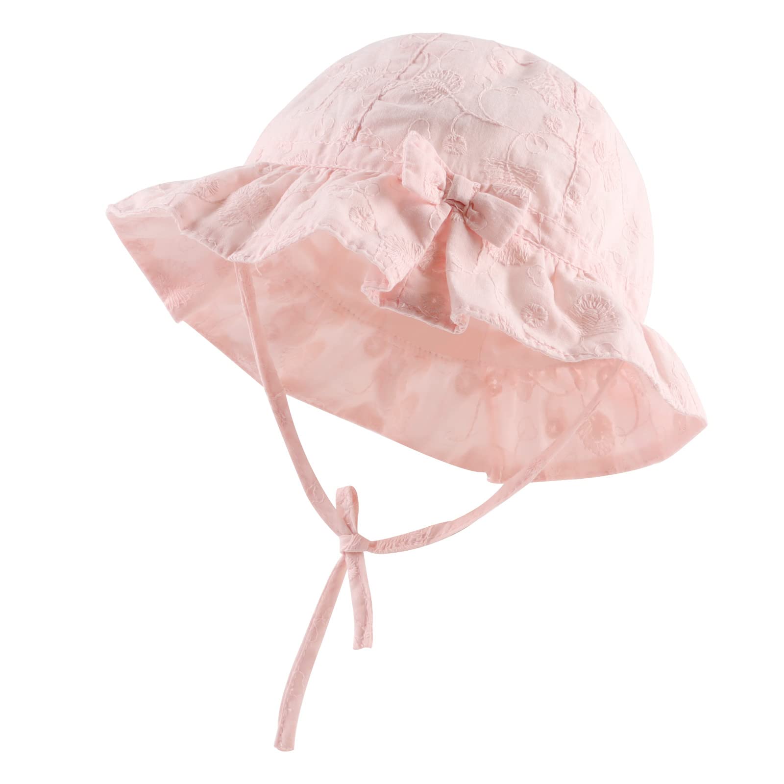 Bow Baby Girls Summer Hat with Flower - Breathable Cotton Sun Hat for Toddler & Infant - Perfect for Beach, Park, and Outdoor Play
