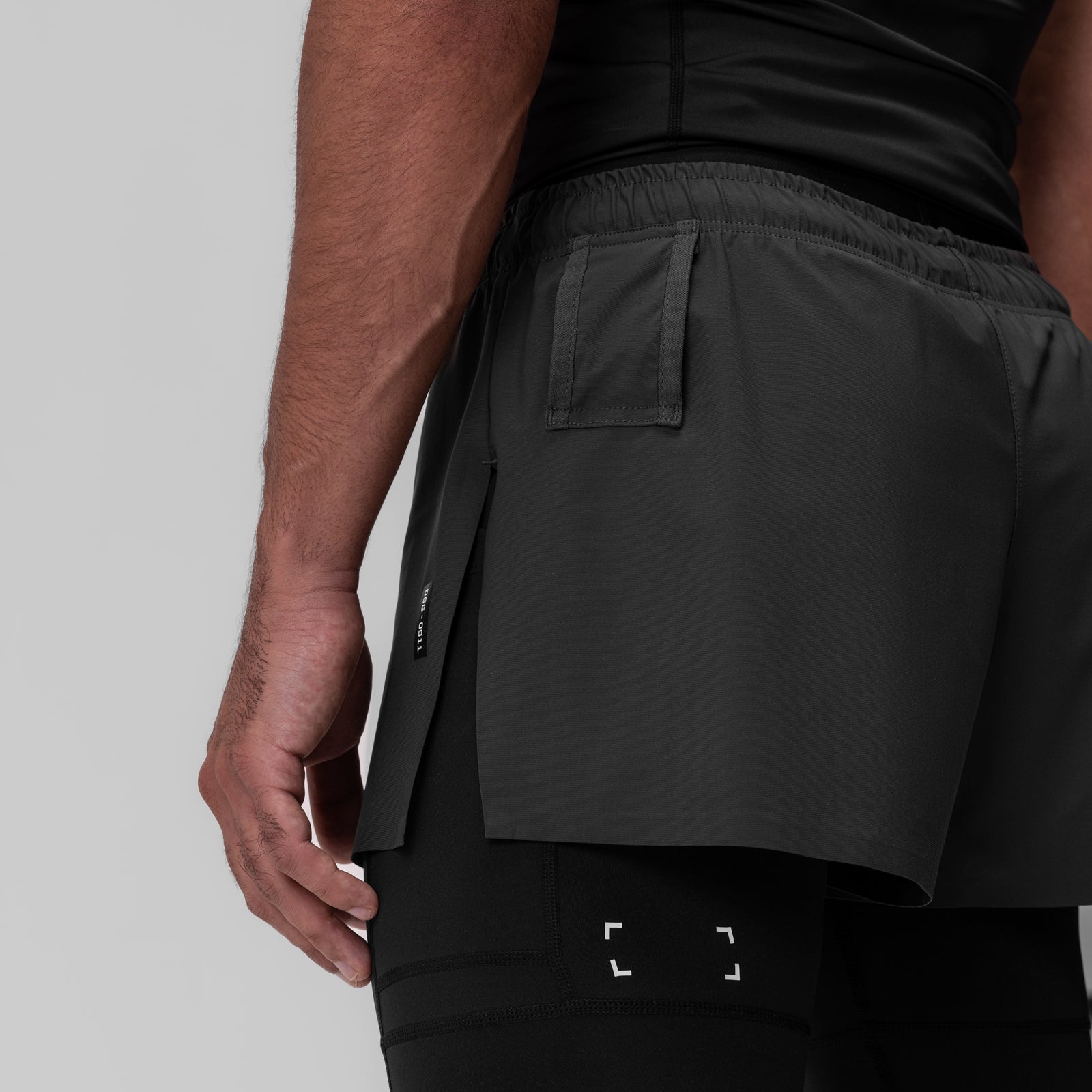 Tetra Lite® 2 in 1 High Split Legging Shorts - Space Grey Cyber/Black | Yoga, Running & Gym Workout Activewear for Women