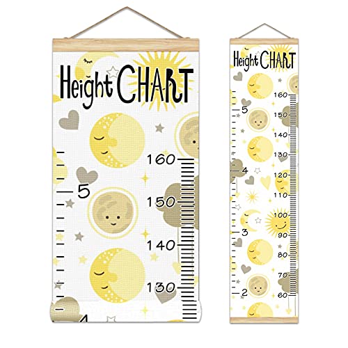 Kids Growth Chart - Cute Moon Sun Cloud Height Measurement Ruler Wall Decor for Nursery & Bedroom | Perfect for Tracking Child's Growth & Room Decoration