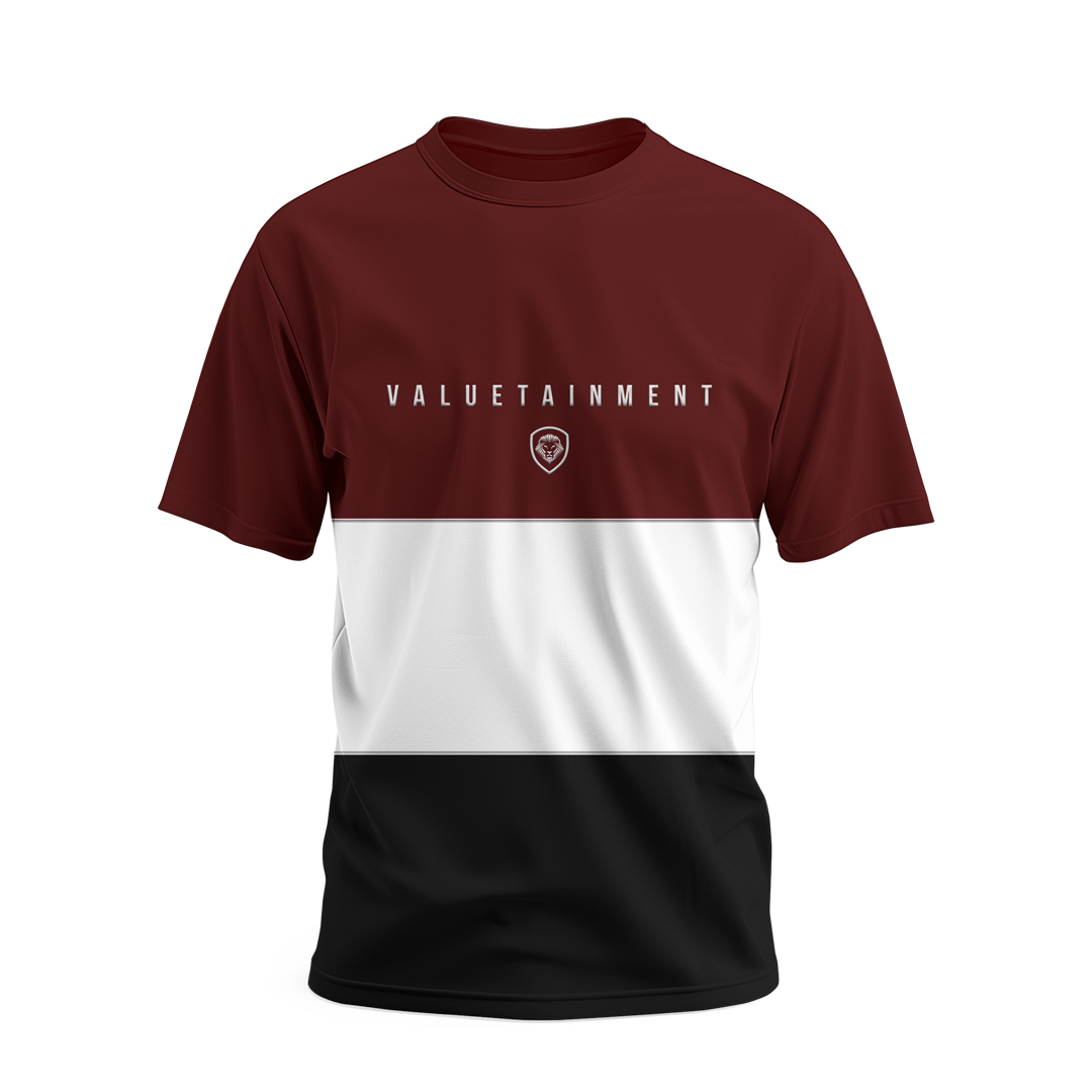 Premium Short Sleeve T-Shirt - Future Looks Bright Lion Shield Design in Maroon Tri-Color | Casual Wear, Street Fashion & Graphic Tee Collection
