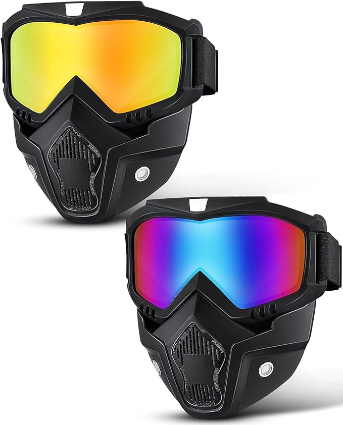 LORD LUCIFER Anti-Fog Paintball Mask & Motorcycle Goggles with Removable Face Shield - Adjustable Motocross Eyewear for Paintball, Airsoft & Off-Road Riding