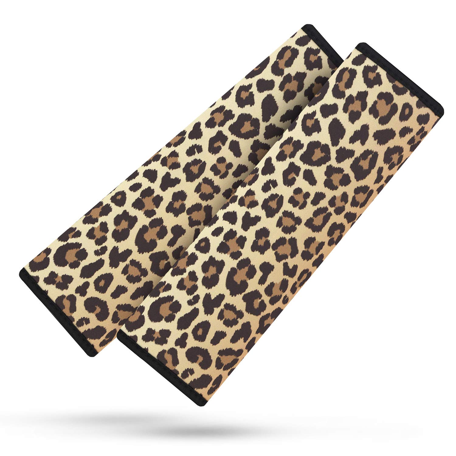 2 Pack Soft Comfort Car Seat Belt Pads Cover - Universal Shoulder Strap Cushions for Adults & Teens - Leopard Print Design - Reduce Pressure & Prevent Chafing (Perfect for Long Drives, Road Trips & Daily Commute)