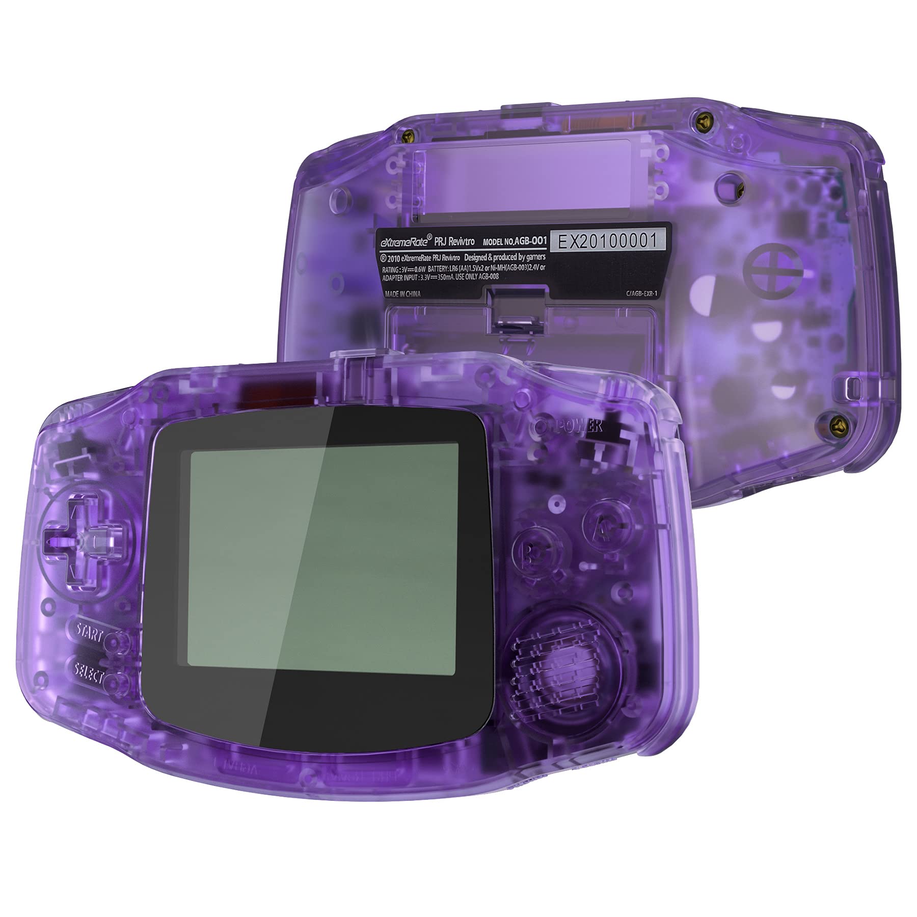 eXtremeRate Clear Atomic Purple Replacement Shell Full Housing Cover with Buttons for Gameboy Advance GBA - Compatible with IPS & Standard LCD Screens - DIY Upgrade Kit for GBA Console (Console & IPS Screen Not Included) - Perfect for Game Boy Advance Modding, Retro Gaming & Custom Builds