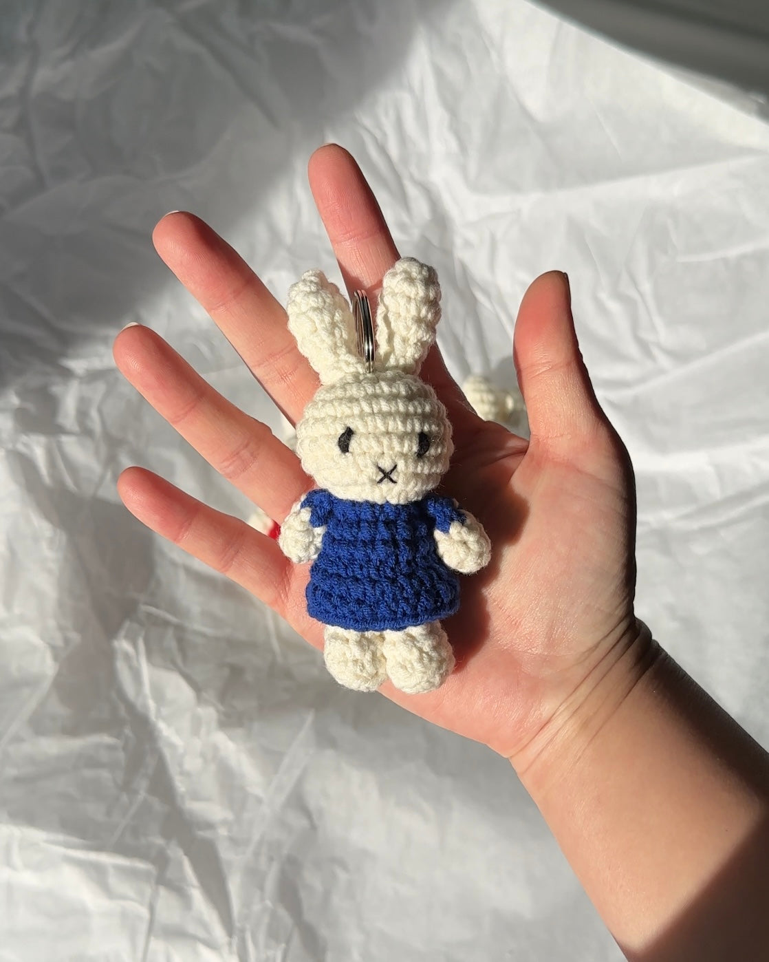 Handmade Miffy Crochet Keychain – Navy Blue Plush Bag Charm | Kawaii Cute Gift for Girls, Backpacks & Keys | Perfect for School, Travel & Everyday Use