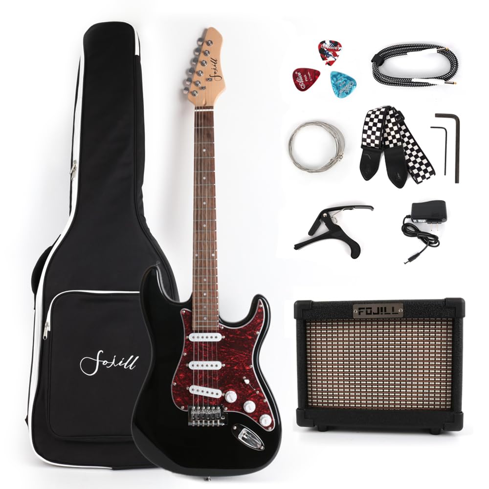 Full Size Electric Guitar Beginner Kit with Amplifier, 600D Gig Bag, Picks, Cable, Strap & Extra Strings - Complete Starter Package for Adults & Teens (FSTS-30, Black) | Perfect for Home Practice, Live Performances & Music Lessons