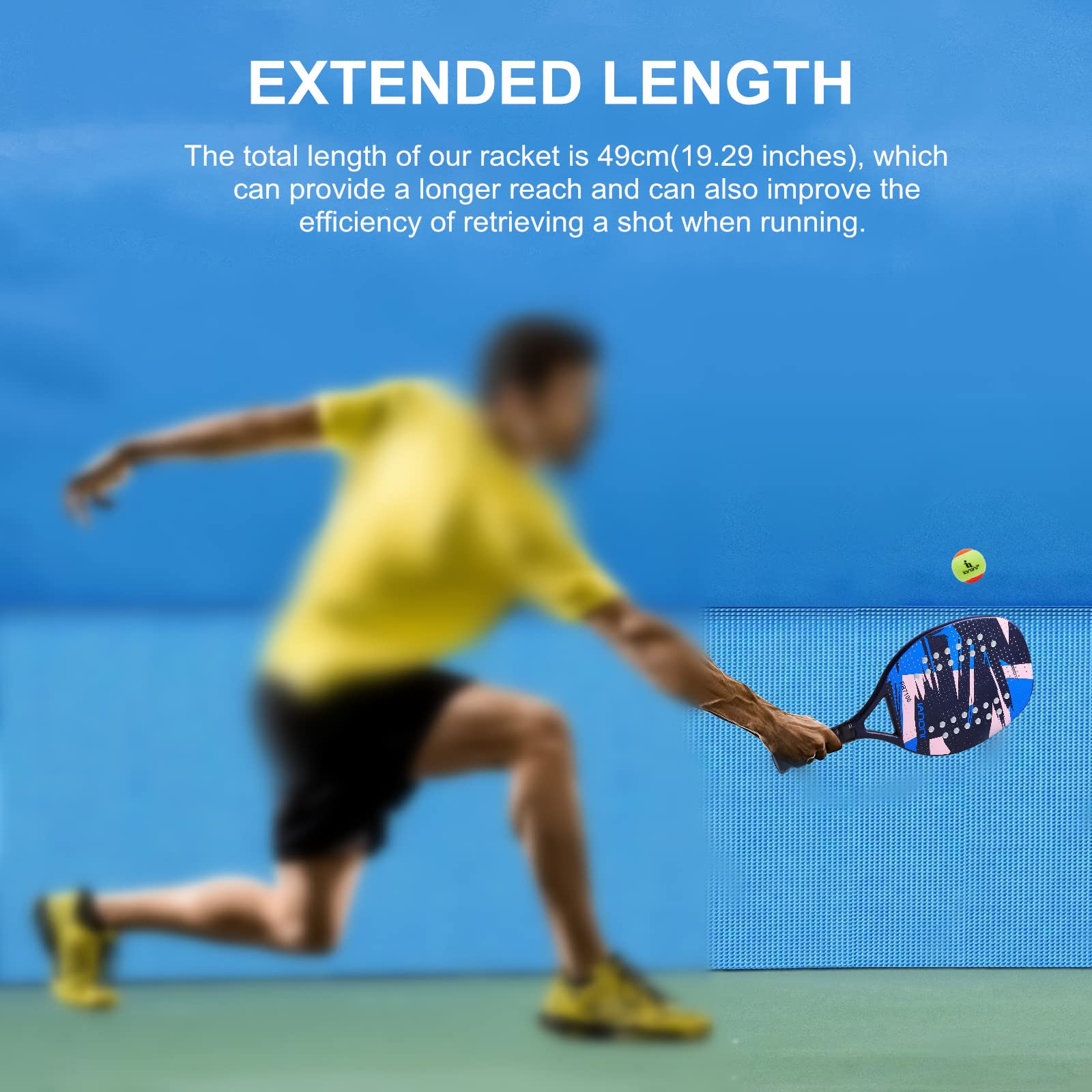 Premium Carbon Fiber Beach Tennis Paddle with EVA Memory Foam Core - Lightweight & Durable Racket for Outdoor Beach Games, Backyard Fun & Water Sports