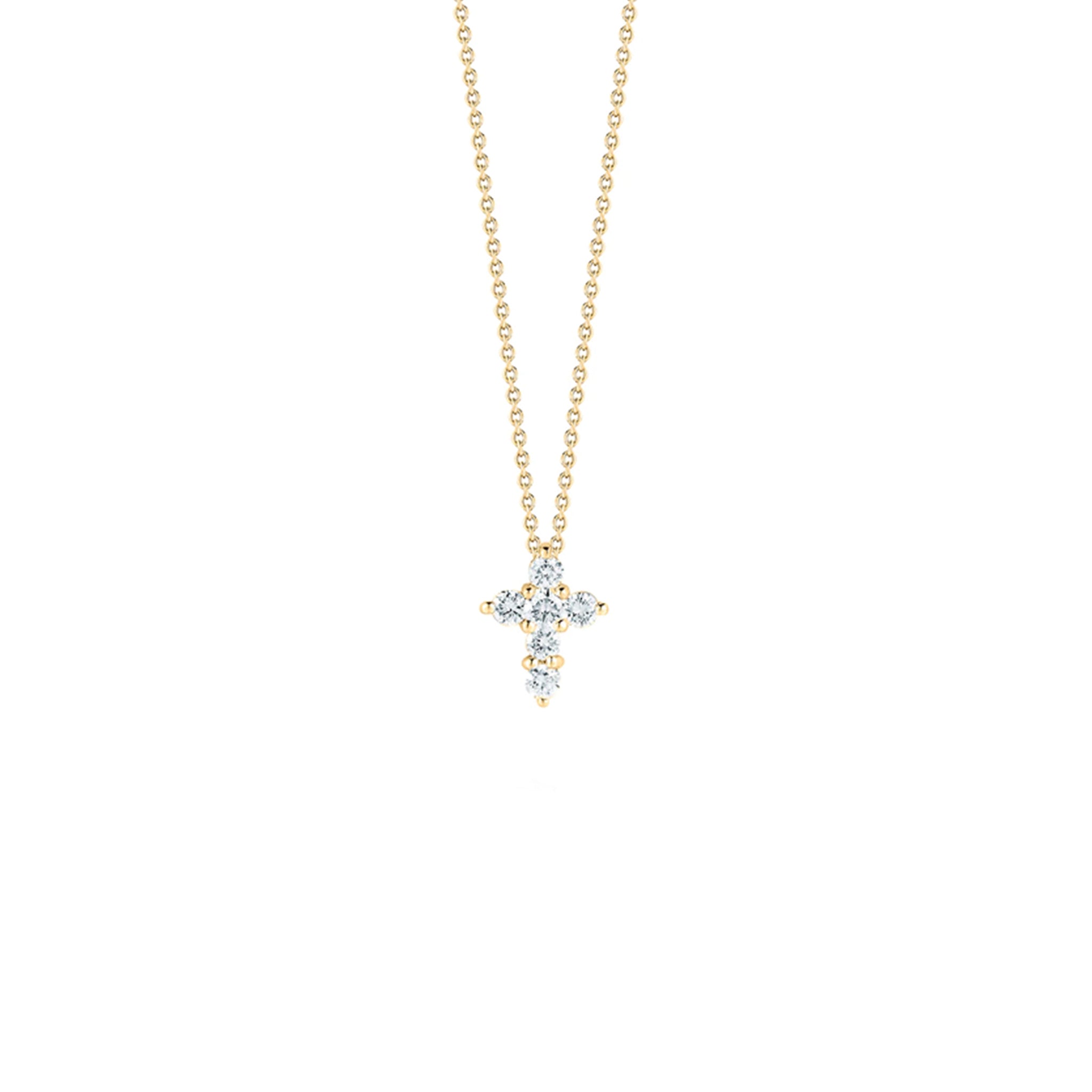 Roberto Coin 16-18 Tiny Treasures Baby Cross Diamond Pendant Necklace - Elegant 14K Gold Religious Jewelry Gift for Baptism, Christening & First Communion