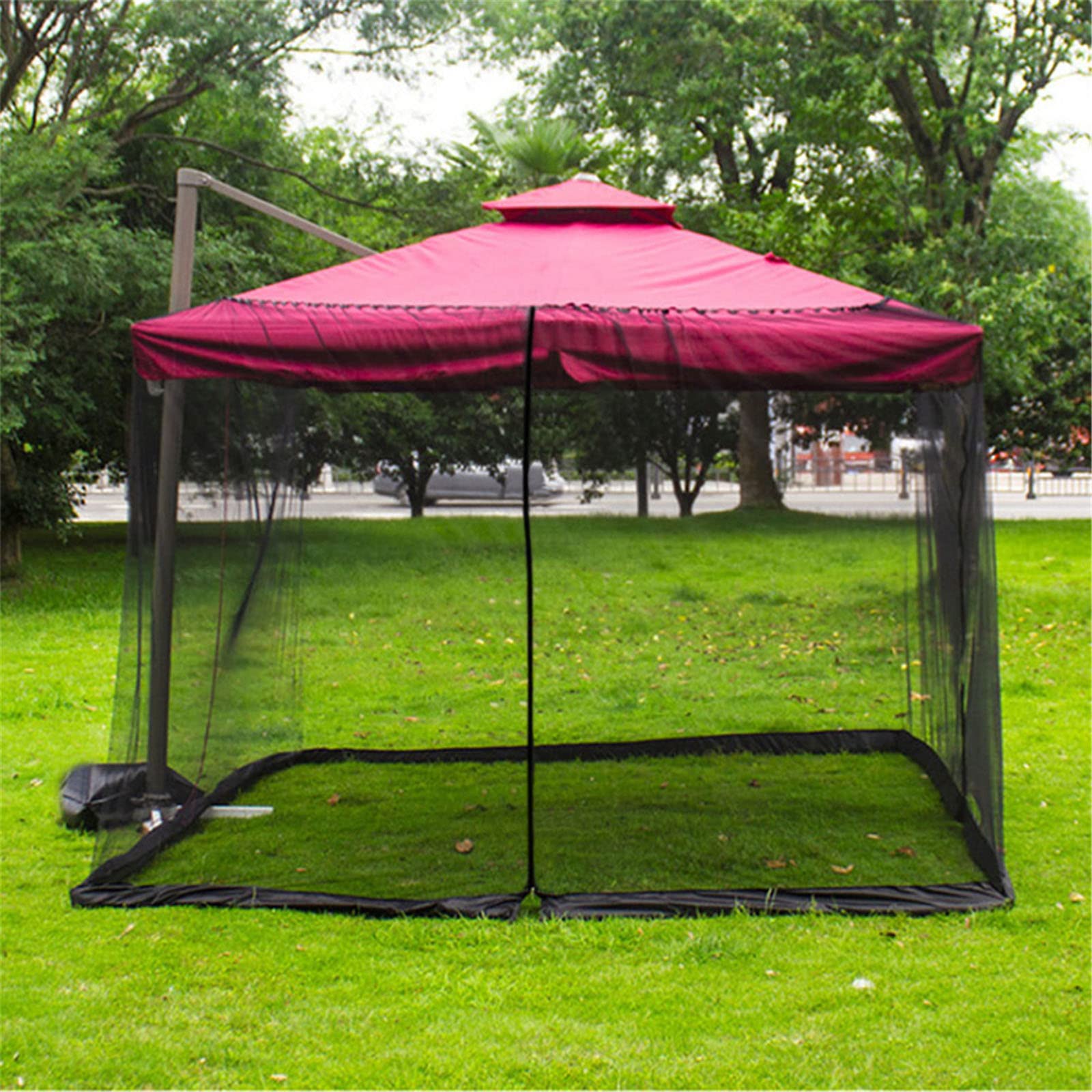Outdoor Mosquito Net Canopy with Zipper & Drawstring - Waterproof Umbrella & Patio Table Cover for Backyard, Garden, and Camping Protection