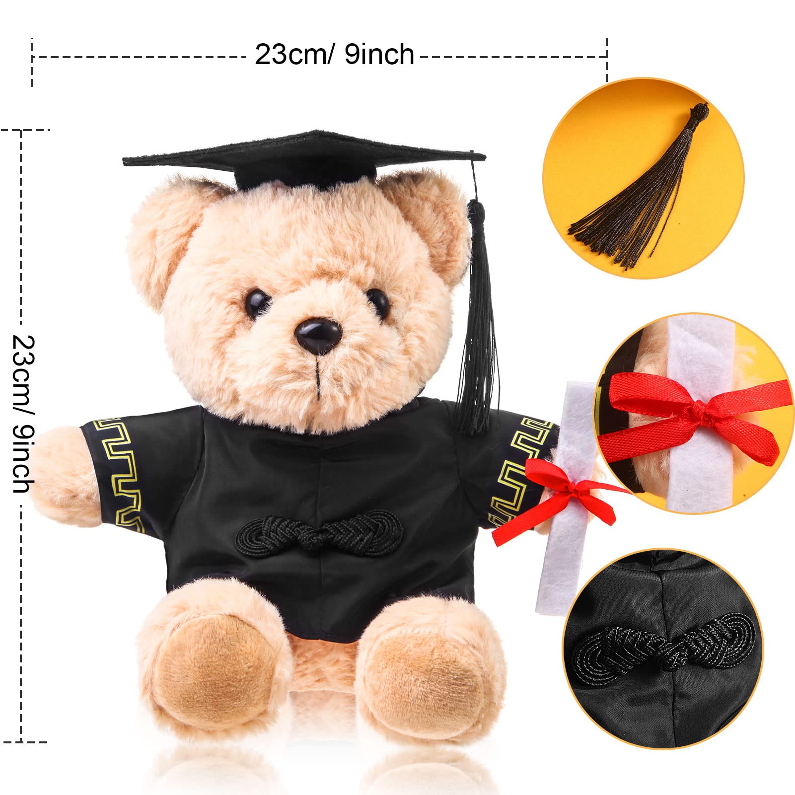 2025 Graduation Teddy Bear Plush Toy - Class of 2025 Stuffed Animal with Cap & Gown, Includes Greeting Card & Gift Bag - Perfect Graduation Gift for Students (Black) - Great for Graduation Parties, School Celebrations & Gift Giving