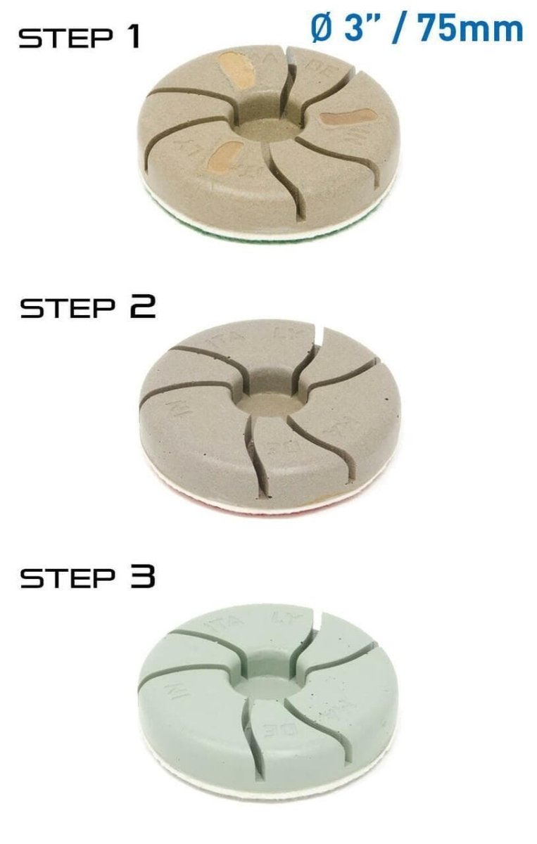 3-Step Polishing Pads for HG Hyper Grinder - Professional Car Detailing, Stone Restoration & Metal Polishing - Perfect for Auto Shops, DIY Enthusiasts & Jewelry Makers