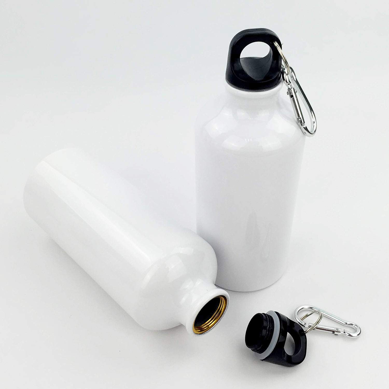 50pcs Sublimation Coated Aluminum Water Bottles 750ml - White & Silver Blank Sports Bottles for DIY Heat Transfer, Customizable Travel Drinkware - Perfect for Gym, Hiking, Sports Teams & Personalized Gifts
