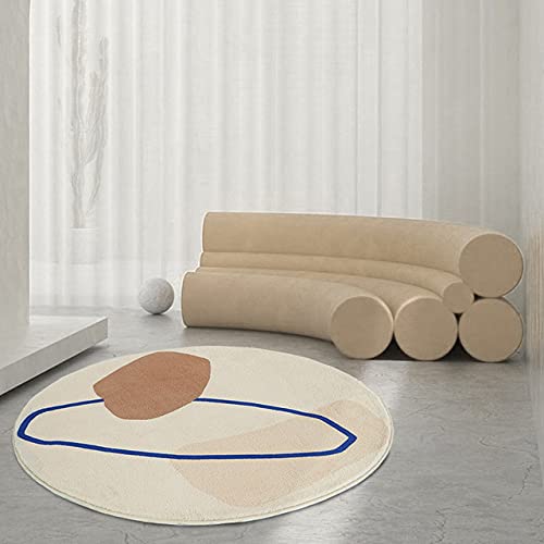 Nordic Abstract Round Floor Mat - Soft Non-Slip Modern Carpet for Bedroom, Living Room, Dorm | 80cm Home Decor Accent Rug for Cozy Interior Design
