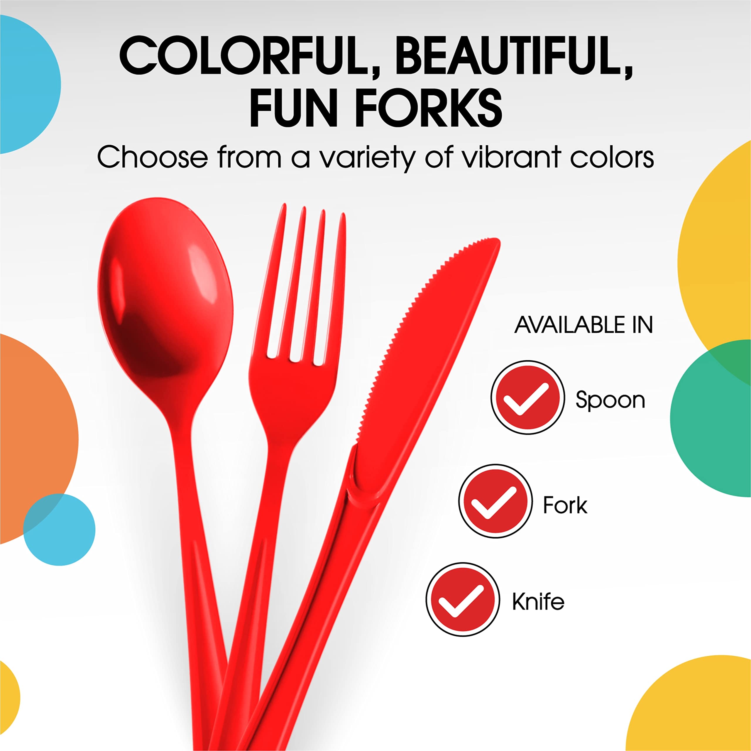 200-Pack Heavy Duty Red Plastic Forks - Disposable Cutlery Set for Parties, Picnics, BBQs & Events - Durable Flatware for Outdoor Dining & Catering