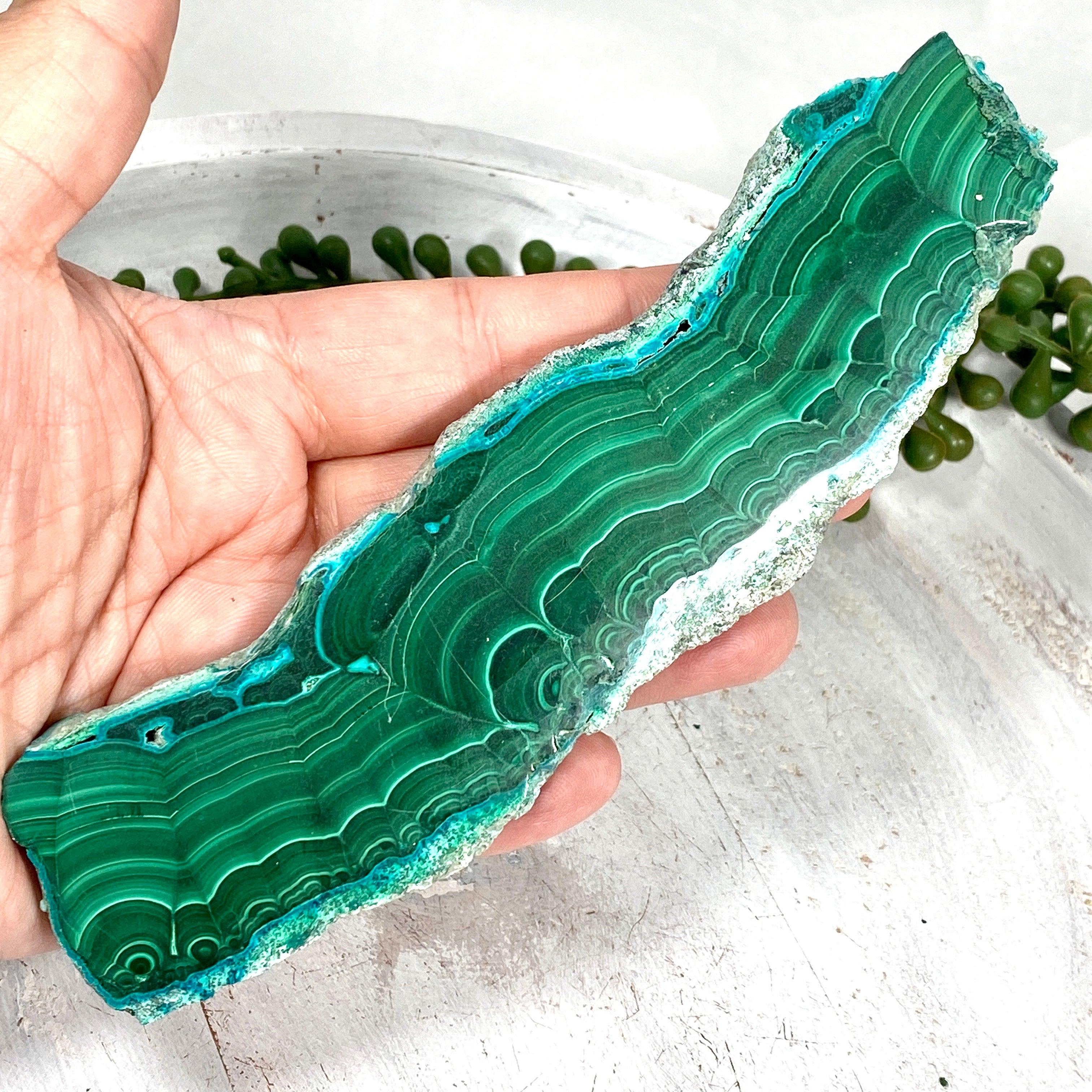 Natural Malachite and Chrysocolla Slice CR3538 - Healing Crystal for Meditation, Home Decor, and Jewelry Making