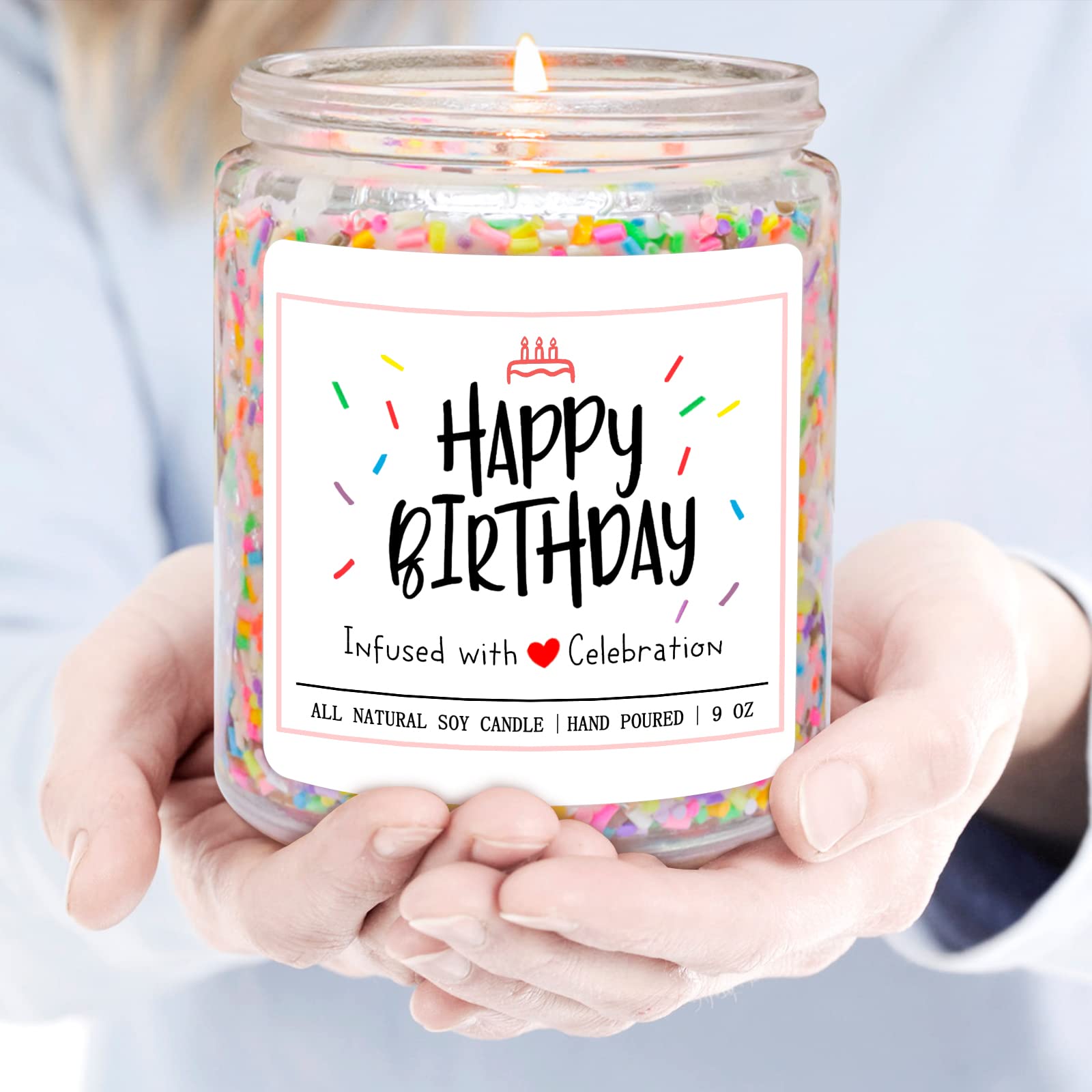 Vanilla Cream Scented Birthday Candles with Sprinkles - Unique Handmade Gift for Women & Men | Best Friend Present, Party Decor, Romantic Home Ambiance