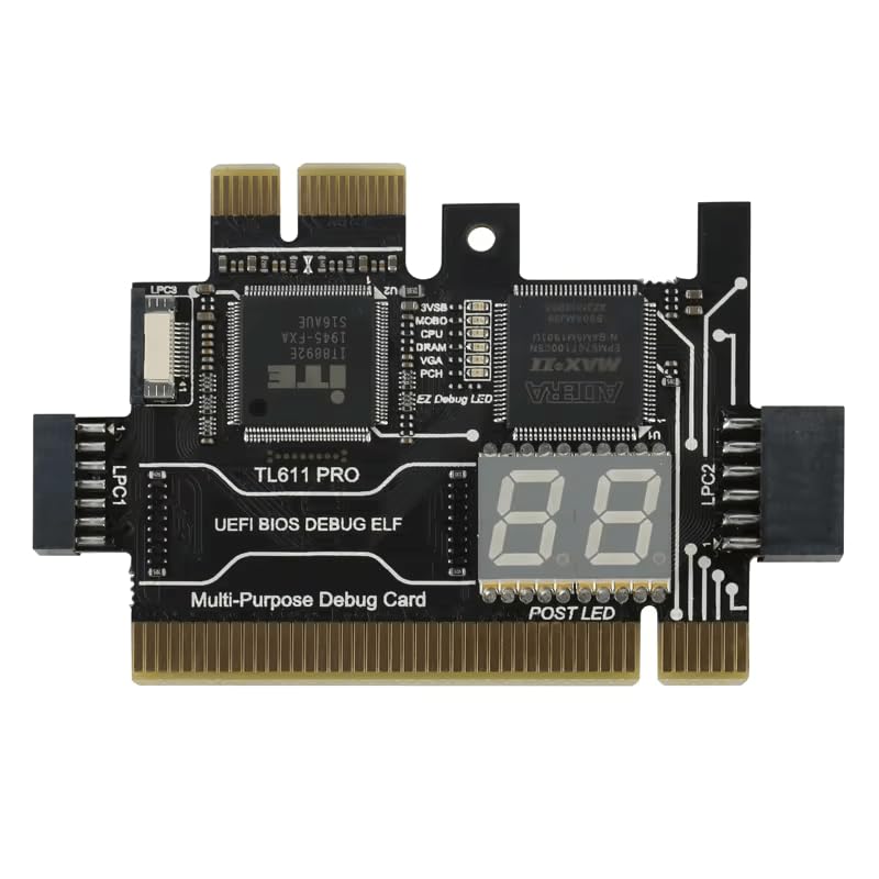 TL611-Pro Diagnostic Card with Mini PCIE & A-DEBUG - PCI/PCI-e Motherboard Debug Tool for Desktop, Laptop & Apple PC - Computer Repair, Hardware Testing, System Diagnostics