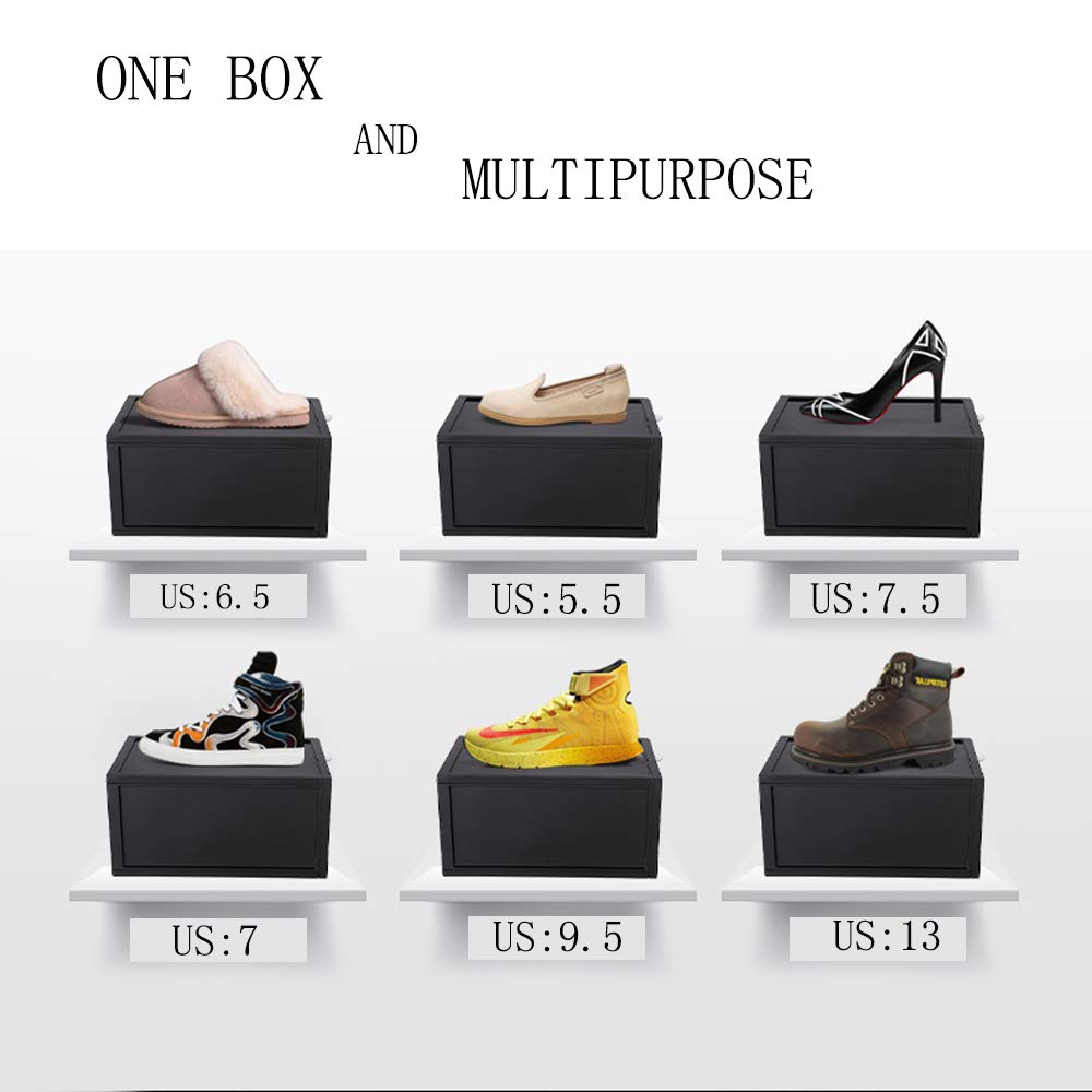 AOTENG STAR Clear Plastic Shoe Storage Box - Foldable Stackable Shoe Organizer for Men & Women (6 Pack) | Closet Shelf Organizer for Sneakers, Boots & Heels | Perfect for Home, Retail Display & Closet Organization