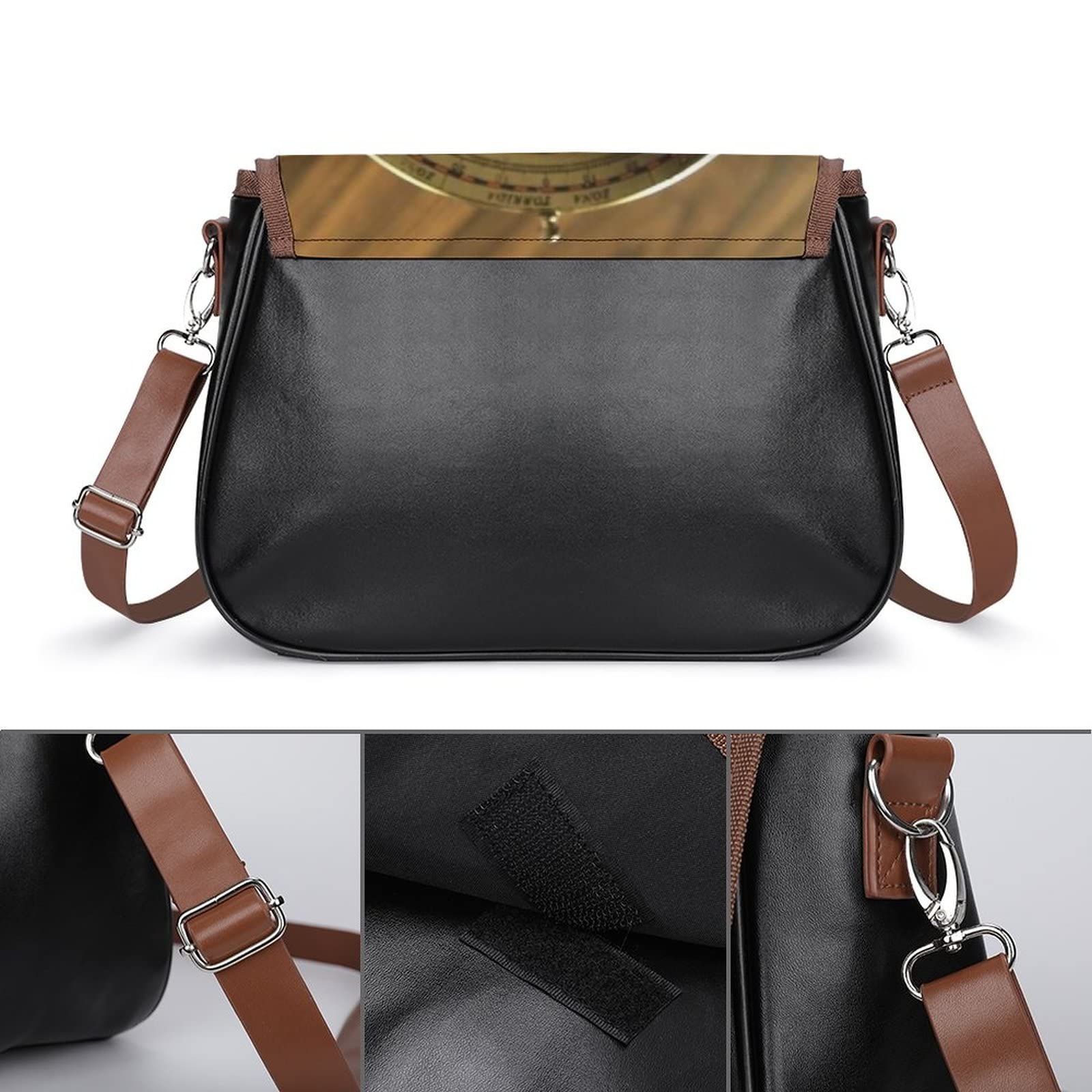 Stylish Leather Crossbody Bags for Women - Designer Shoulder Messenger Purse with Printed Flap Retro Globe Pattern | Perfect for Travel, Work & Everyday Use