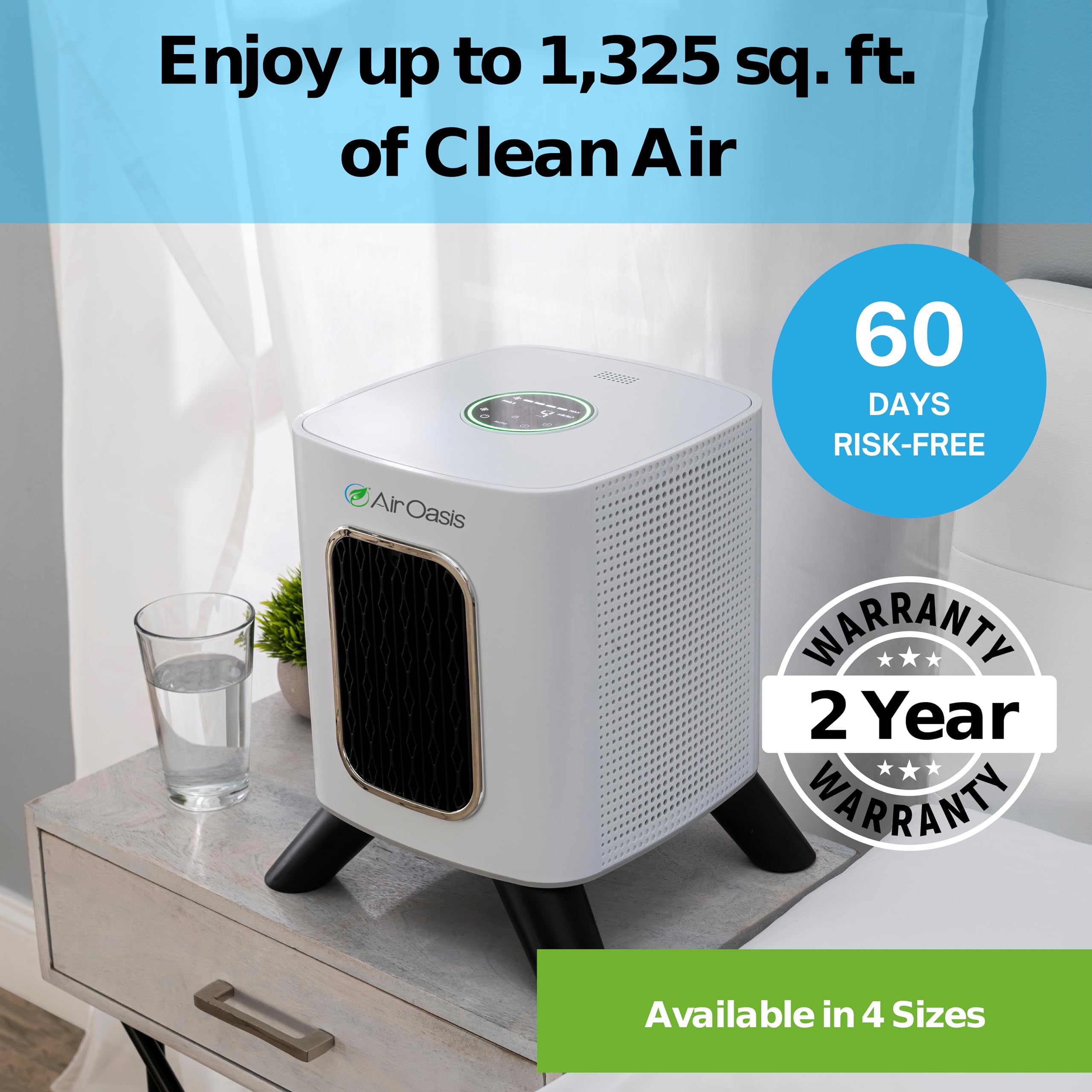 iAdaptAir 2.0 H13 True HEPA Air Purifier - 99.97% Removal of Viruses, Mold, Dust, Smoke, Pollen & Odors - Ultra Quiet Operation - WiFi Smart Control - Covers 1,325 Sq Ft - Perfect for Bedrooms, Living Rooms & Offices